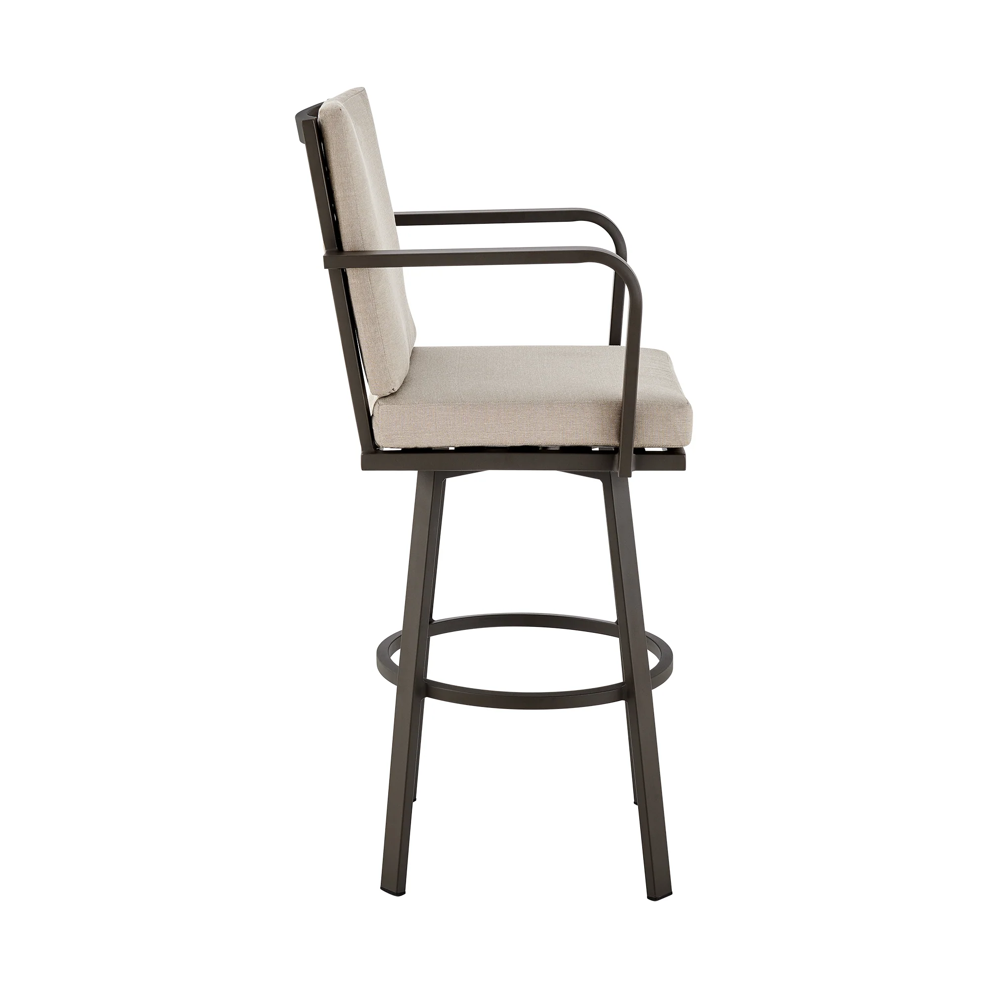 Don 30" Outdoor Patio Bar Stool in Black Aluminum with Grey Cushions By Armen Living - Image 14