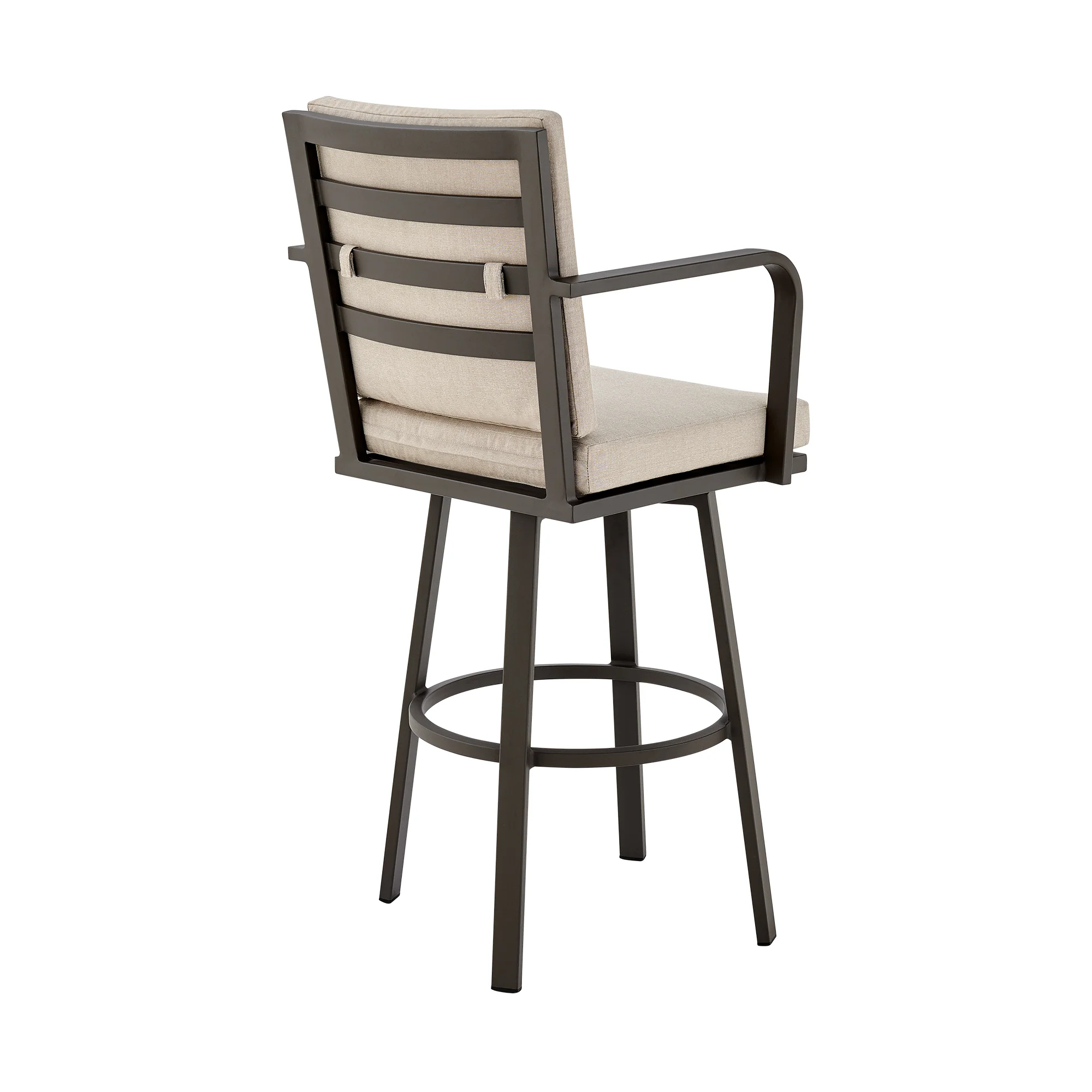 Don 30" Outdoor Patio Bar Stool in Black Aluminum with Grey Cushions By Armen Living - Image 15