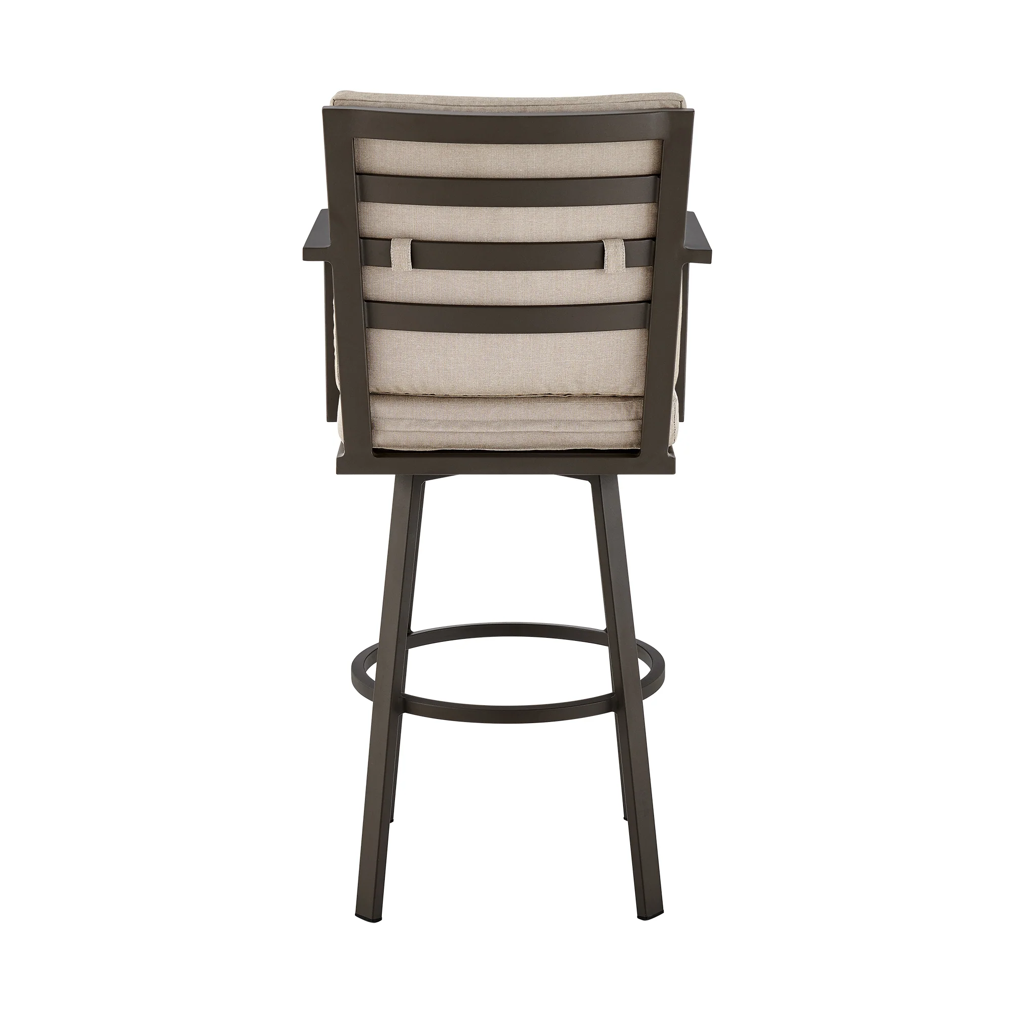 Don 30" Outdoor Patio Bar Stool in Black Aluminum with Grey Cushions By Armen Living - Image 16