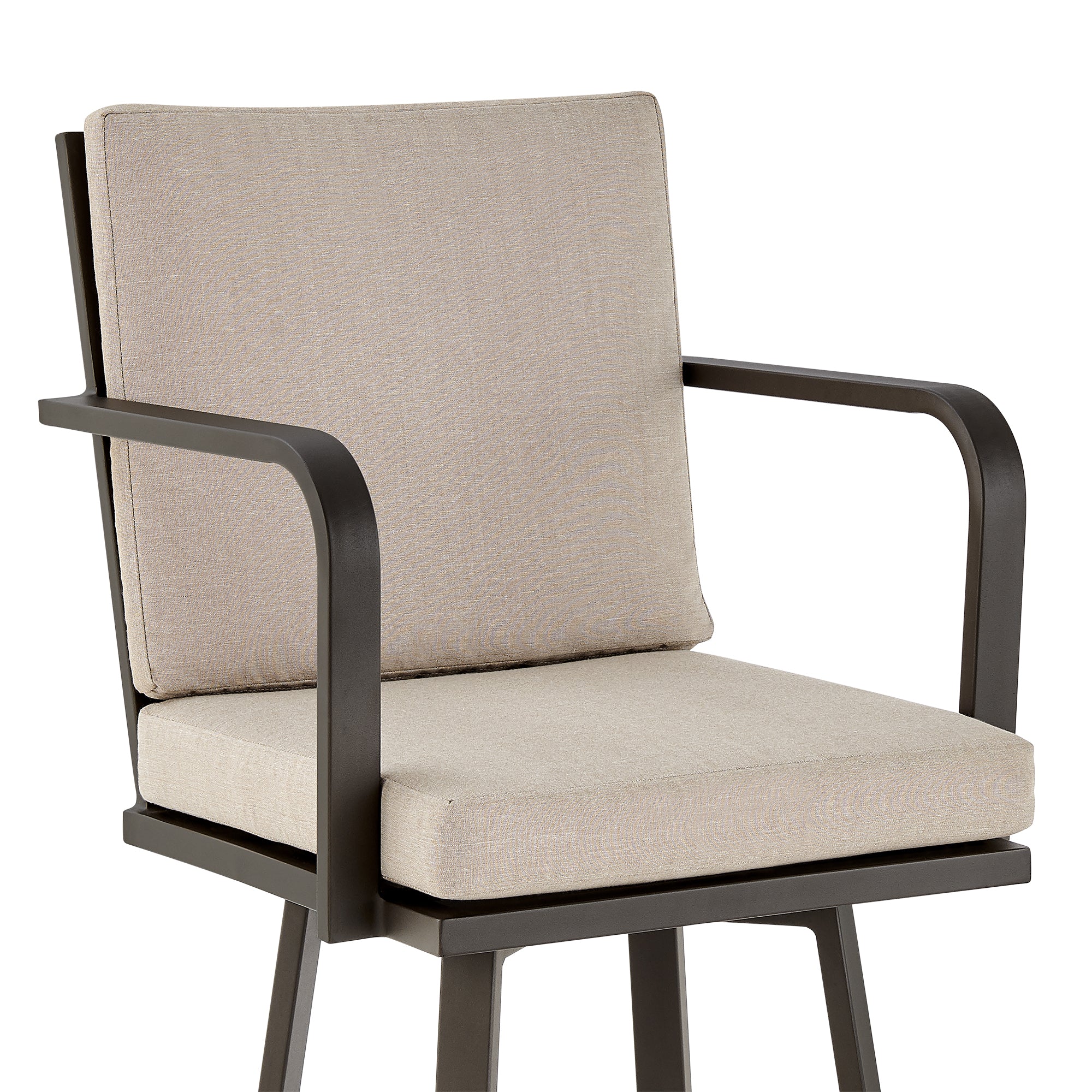 Don 30" Outdoor Patio Bar Stool in Black Aluminum with Grey Cushions By Armen Living - Image 17