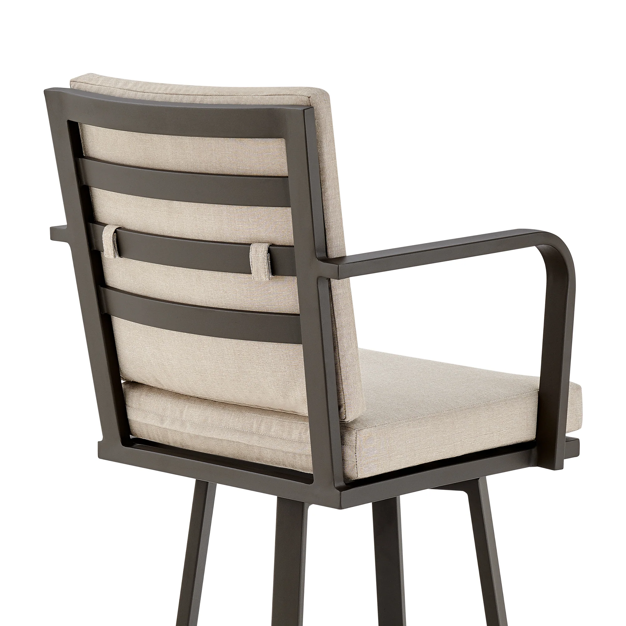 Don 30" Outdoor Patio Bar Stool in Black Aluminum with Grey Cushions By Armen Living - Image 20