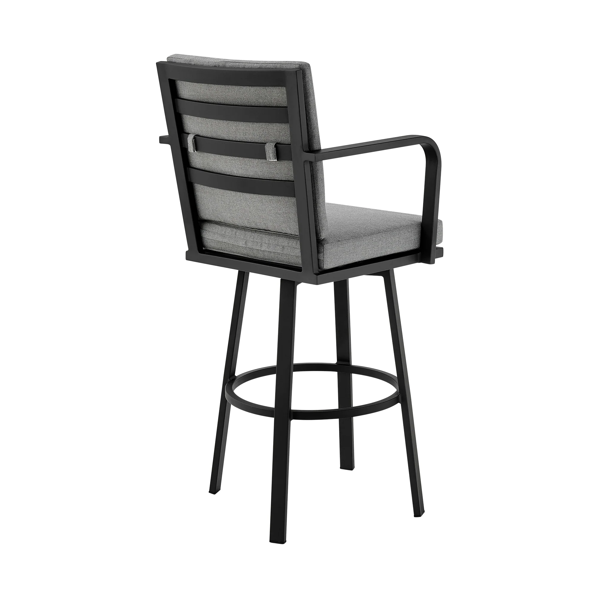 Don 30" Outdoor Patio Bar Stool in Black Aluminum with Grey Cushions By Armen Living - Image 5