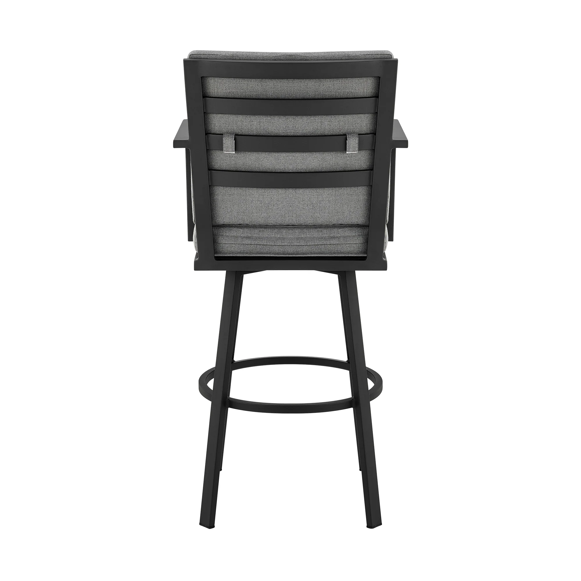 Don 30" Outdoor Patio Bar Stool in Black Aluminum with Grey Cushions By Armen Living - Image 6