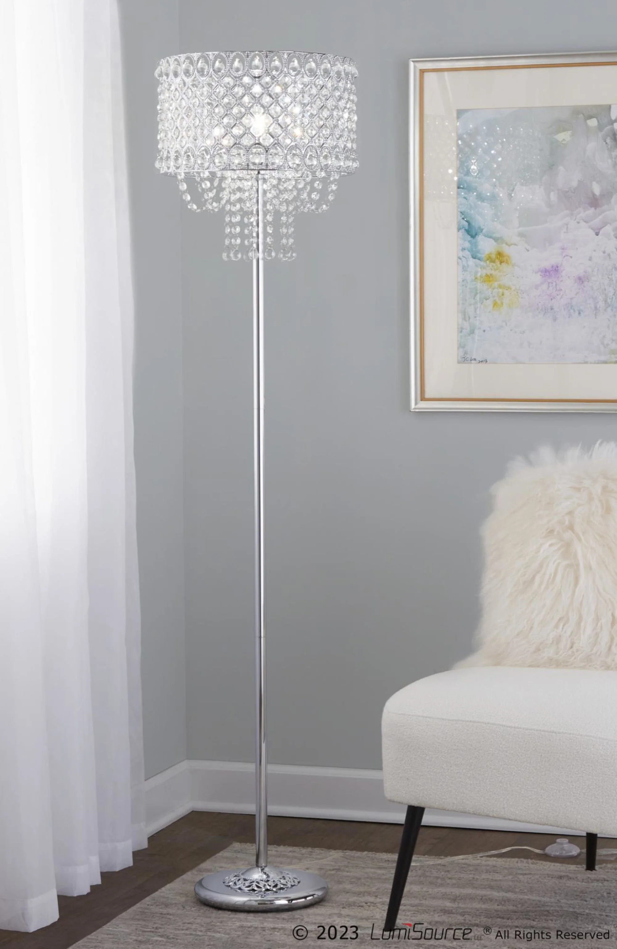 Droplets 60" Metal Floor Lamp By LumiSource - GFS60-DRPLTS CHRCL