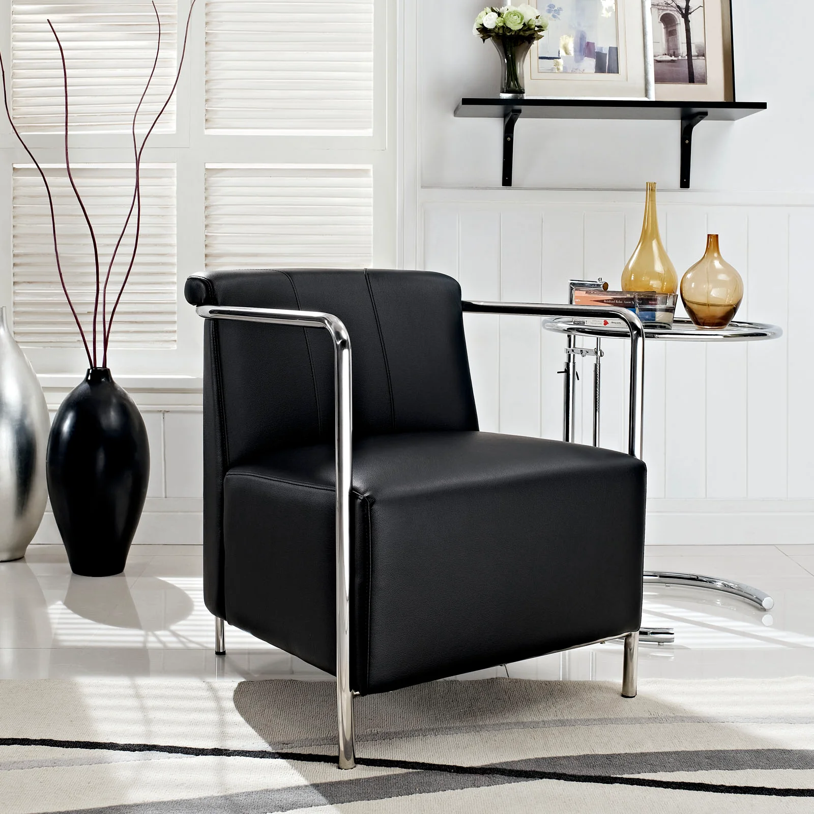 Ebb Upholstered Vinyl Lounge Chair By Modway - EEI-1439