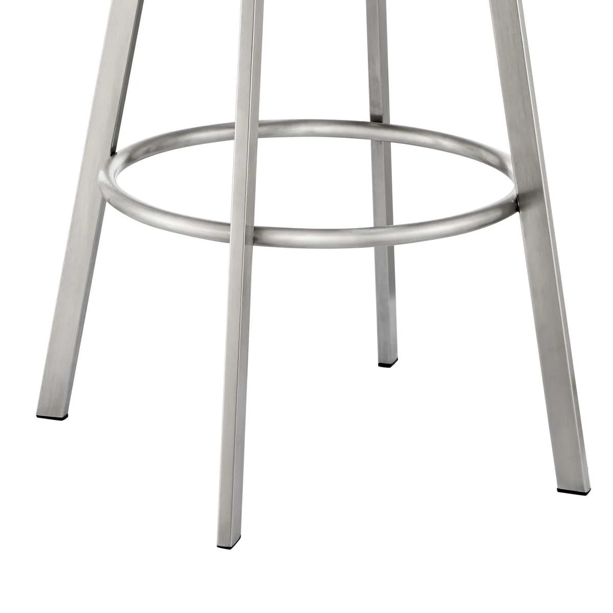 Eleanor 30" Swivel Bar Stool in Brushed Stainless Steel with Black Faux Leather By Armen Living - Image 6