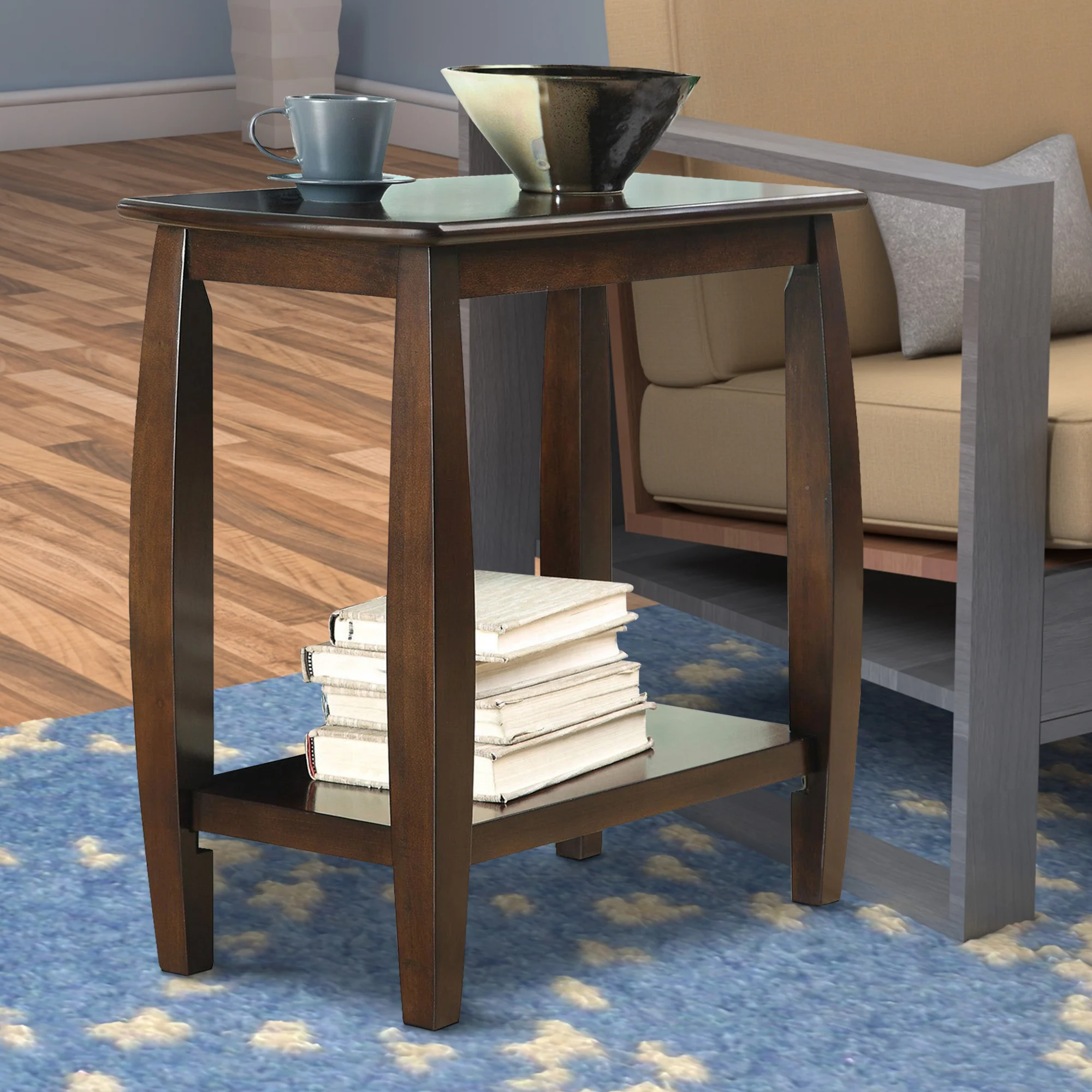 Elegant Wooden Chair Side Table, Brown By Benzara