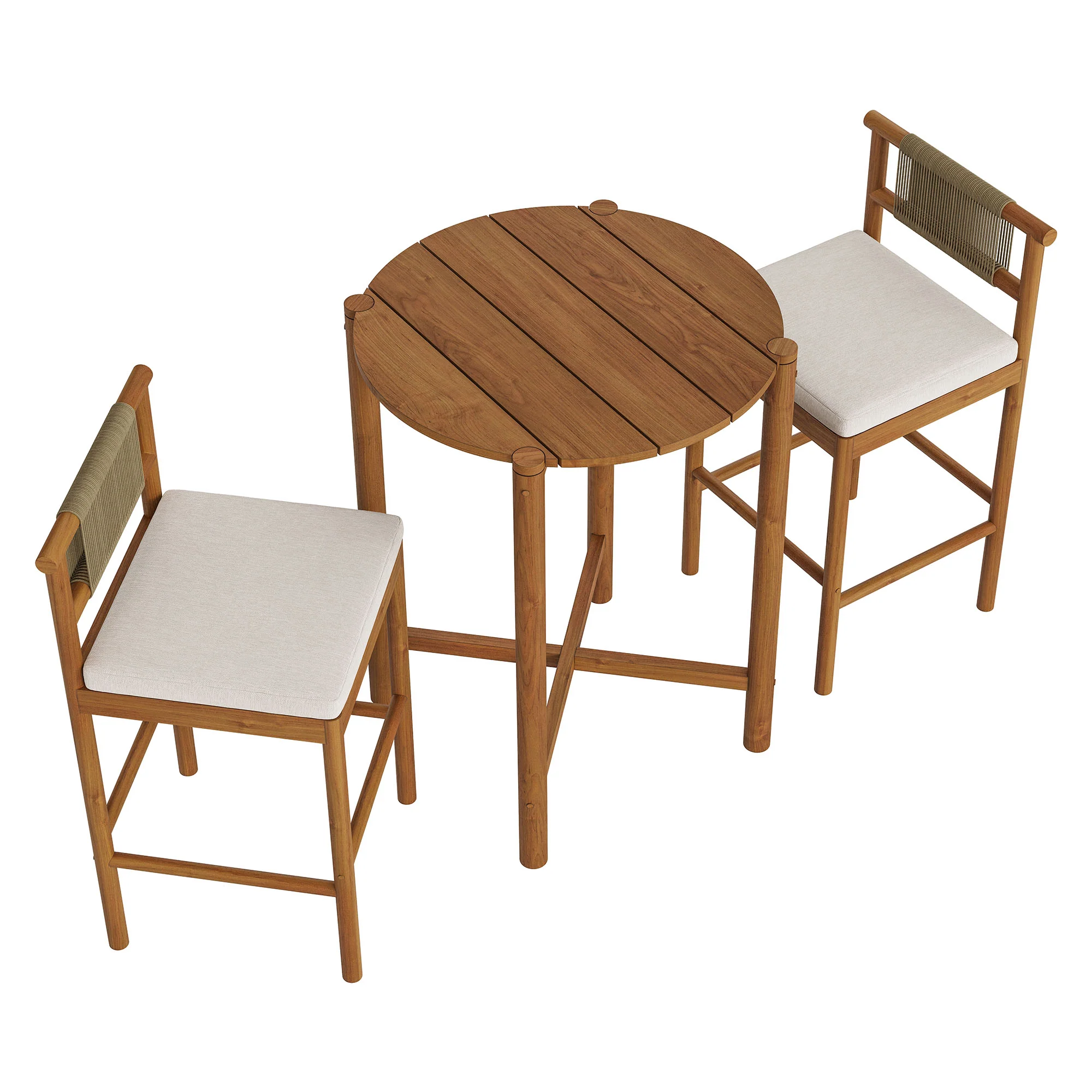 Eleni 3-Piece Outdoor Patio Teak Wood Bar Set by Modway - Image 2