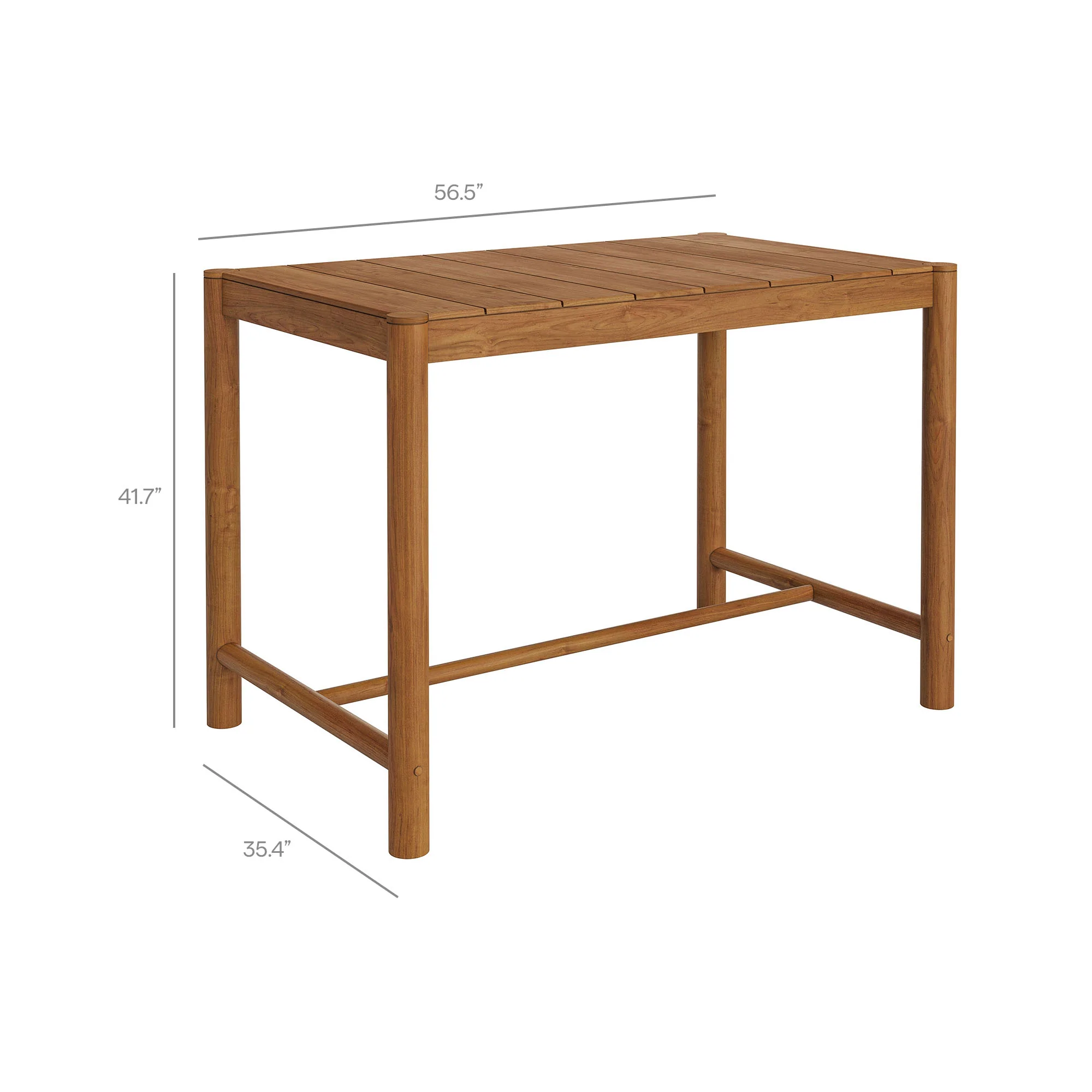 Eleni Rectangle 56-Inch Outdoor Patio Teak Wood Rectangular Bar Table by Modway - Image 9