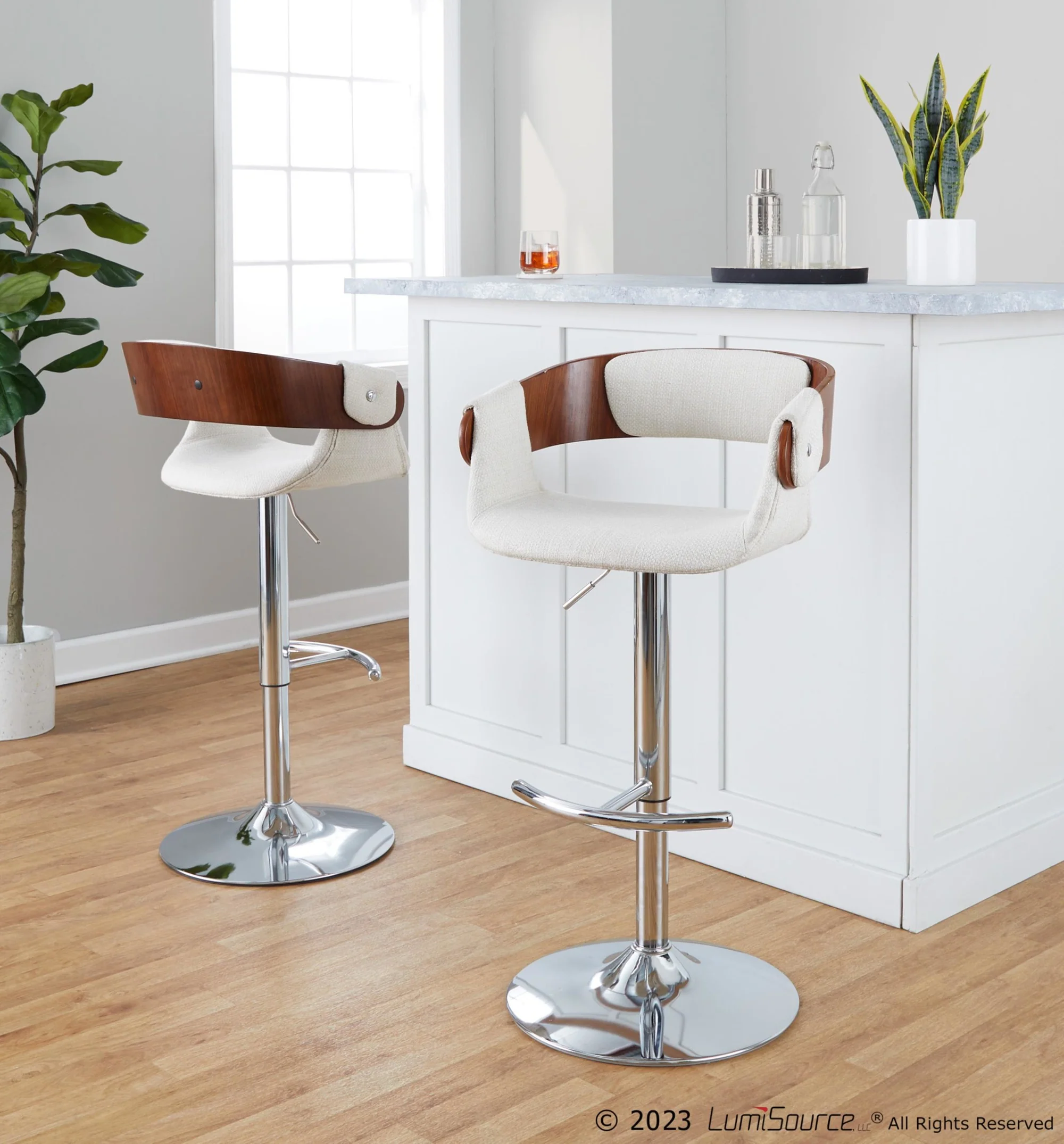 Elisa Adjustable Barstool - Set of 2 By LumiSource - BS-ELISAFB-RT2 CHRWLCR2