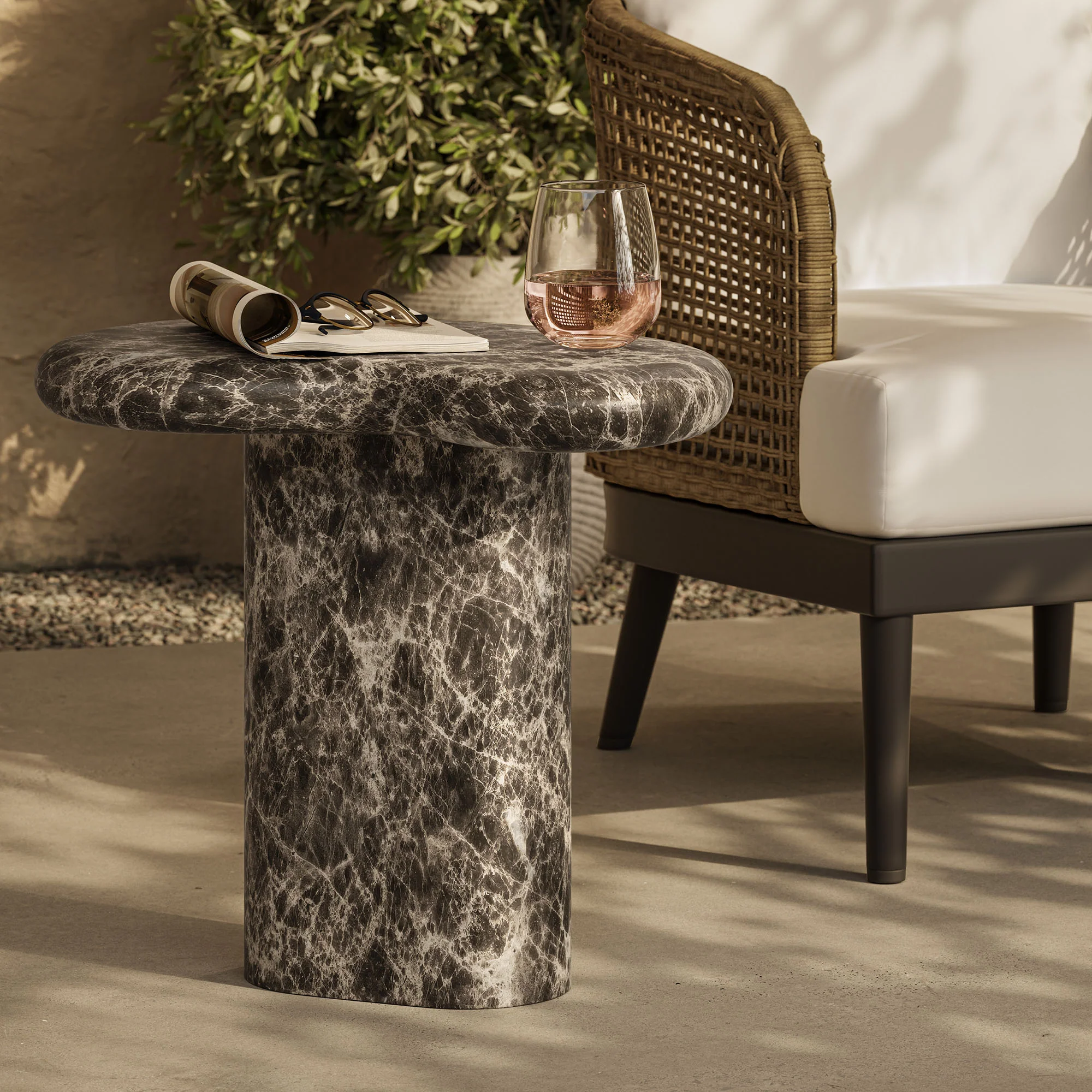 Elowen Outdoor Patio Faux Marble Side Table by Modway - Image 2