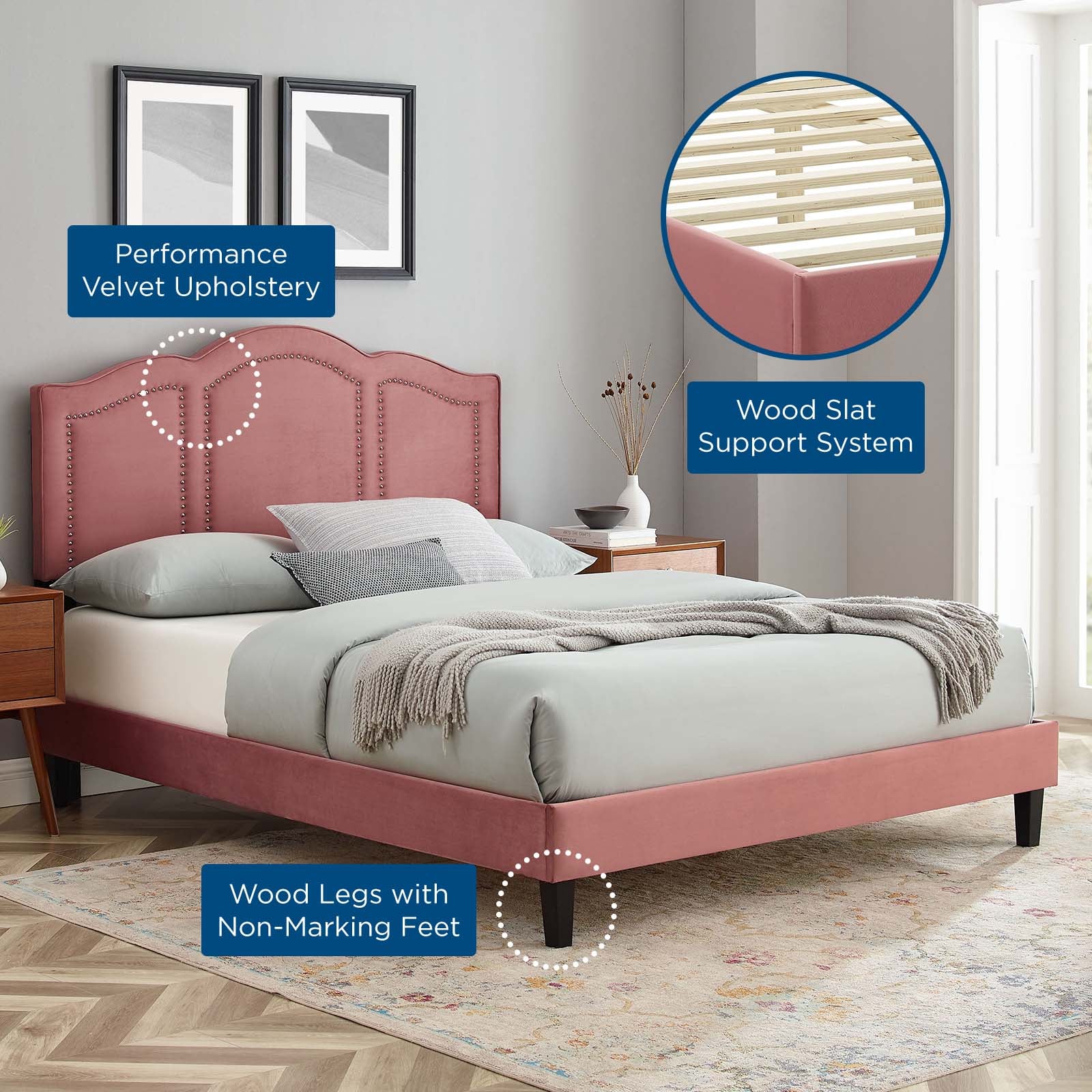 Emerson Performance Velvet King Platform Bed By Modway - MOD-6861 - Image 18