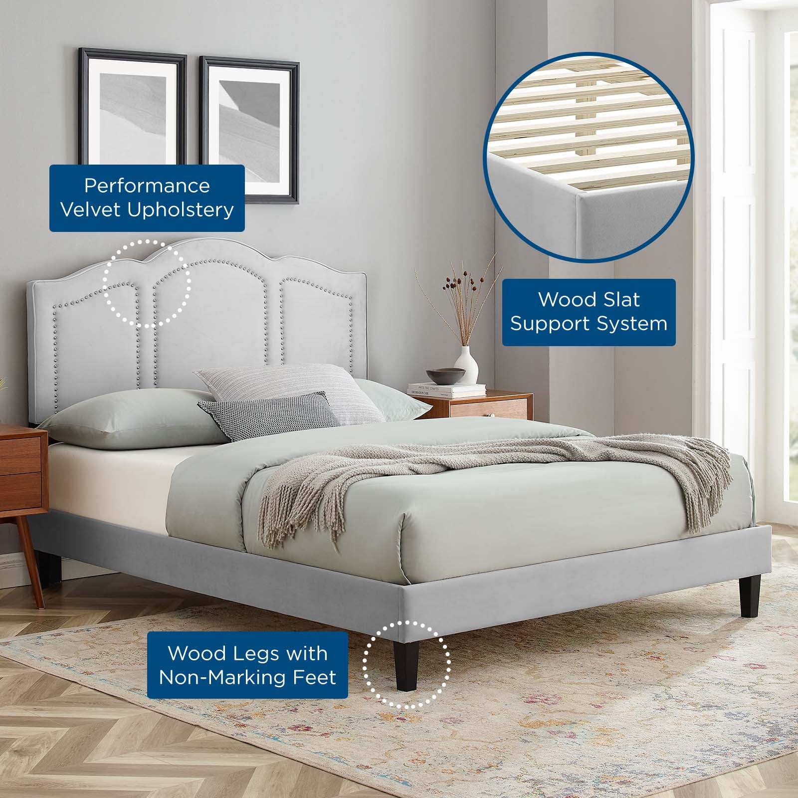 Emerson Performance Velvet King Platform Bed By Modway - MOD-6861 - Image 31
