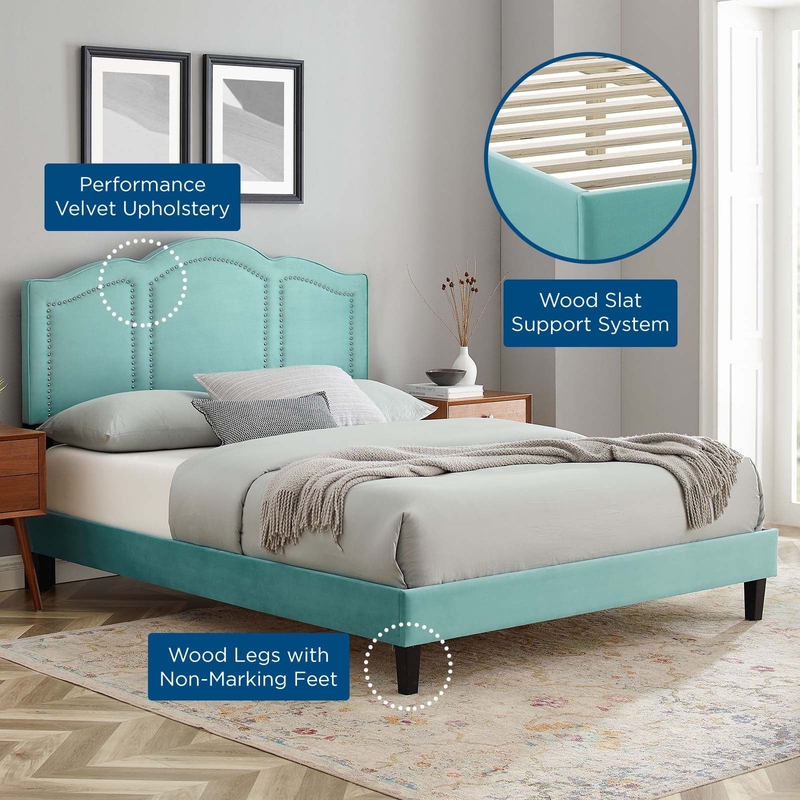 Emerson Performance Velvet King Platform Bed By Modway - MOD-6861 - Image 44