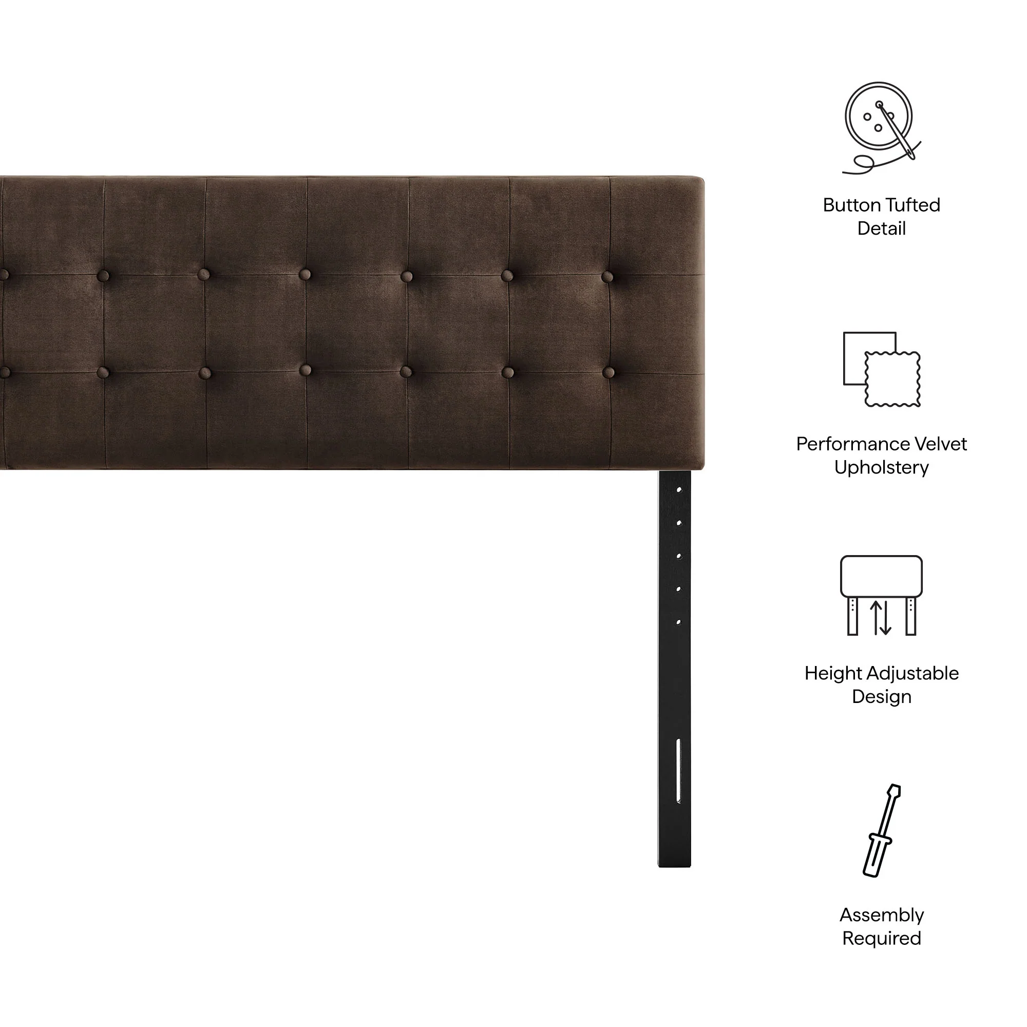 Emily Stain-Resistant Performance Velvet King Size Headboard by Modway - Image 23