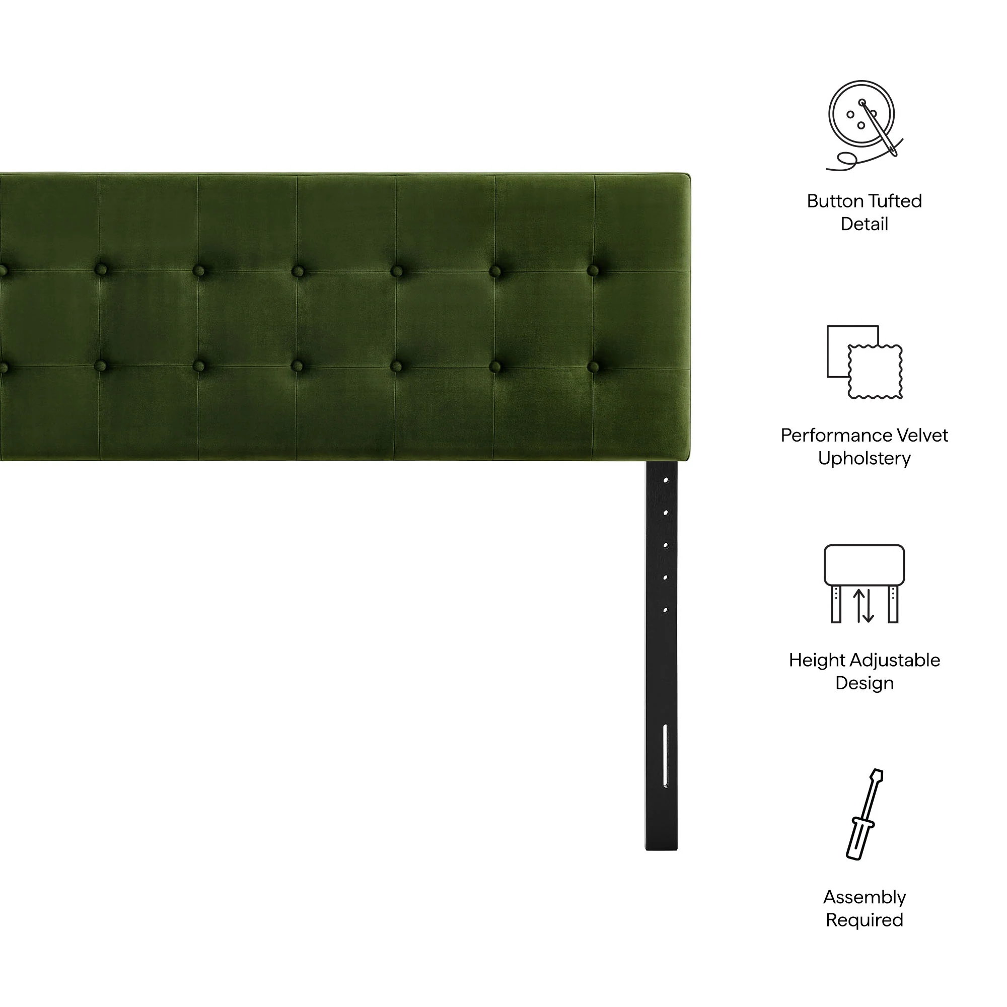 Emily Stain-Resistant Performance Velvet King Size Headboard by Modway - Image 31