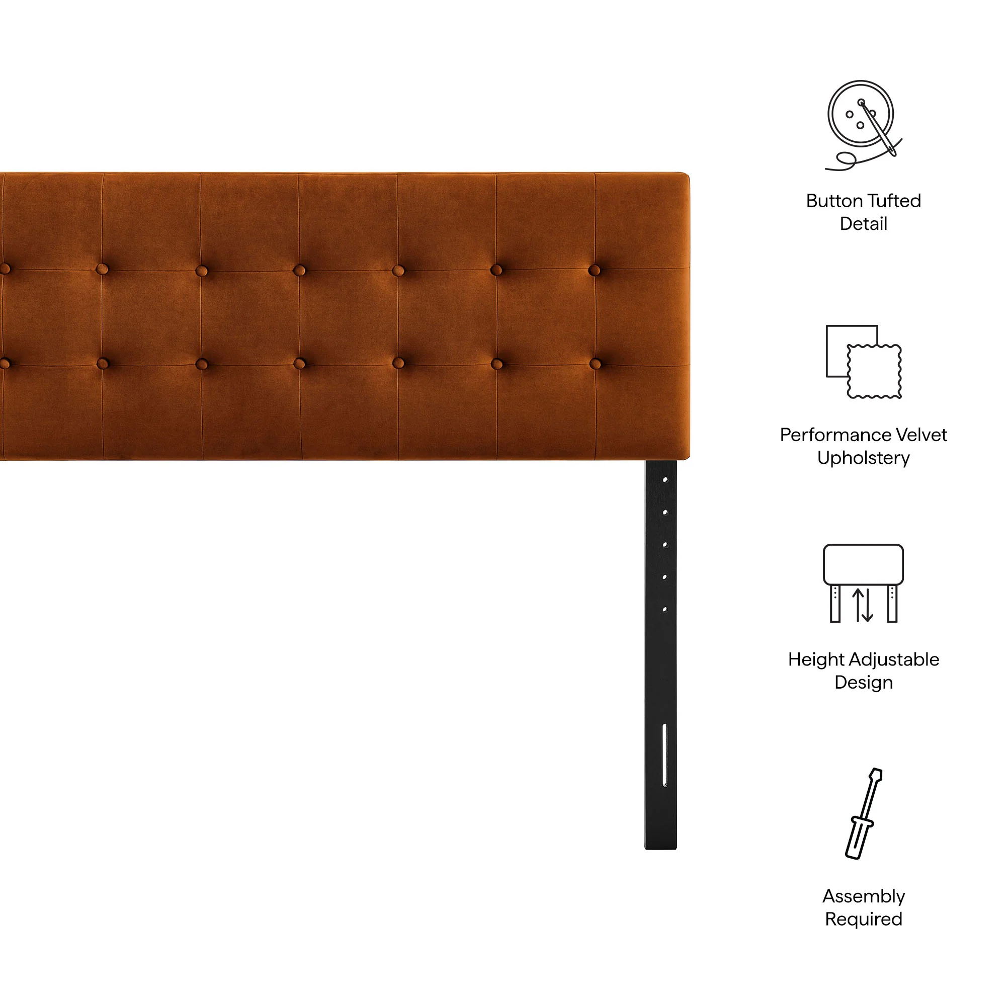 Emily Stain-Resistant Performance Velvet King Size Headboard by Modway - Image 47