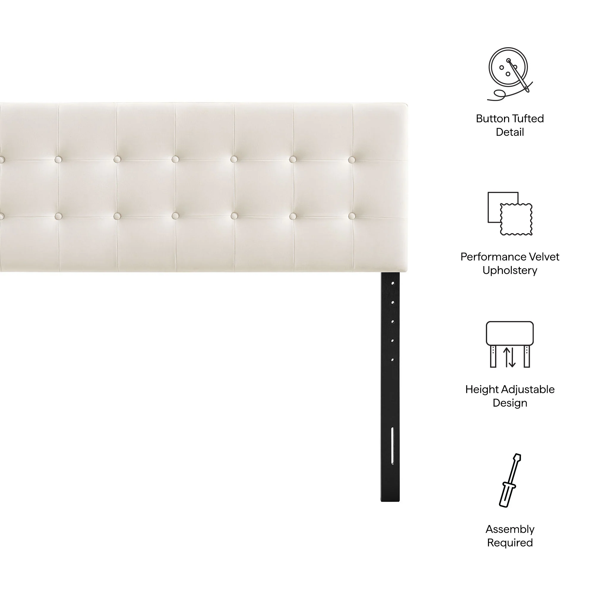 Emily Stain-Resistant Performance Velvet King Size Headboard by Modway - Image 7