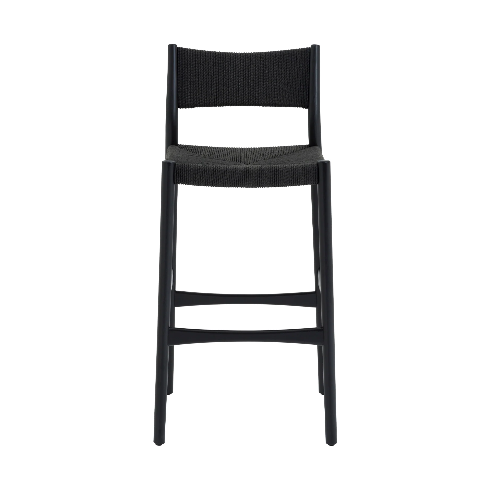Erie Black Woven Paper Cord and Wood Counter Stool By Armen Living - Image 3