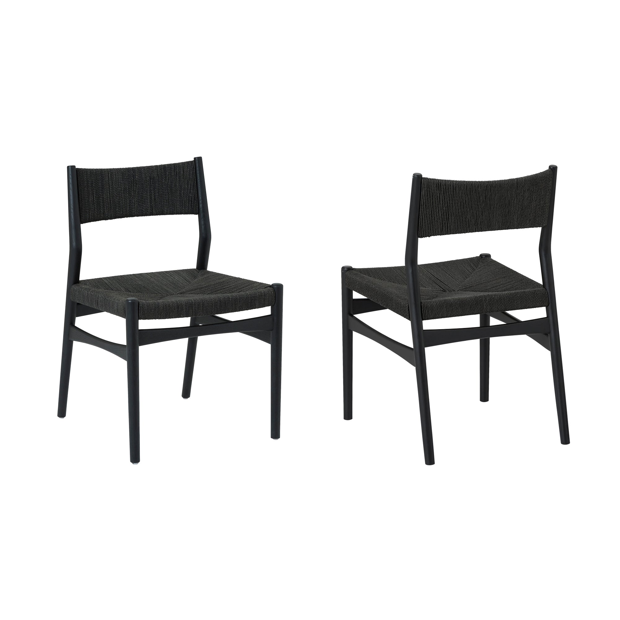 Erie Black Woven Paper Cord and Wood Dining Chairs - Set of 2 By Armen Living - Image 3