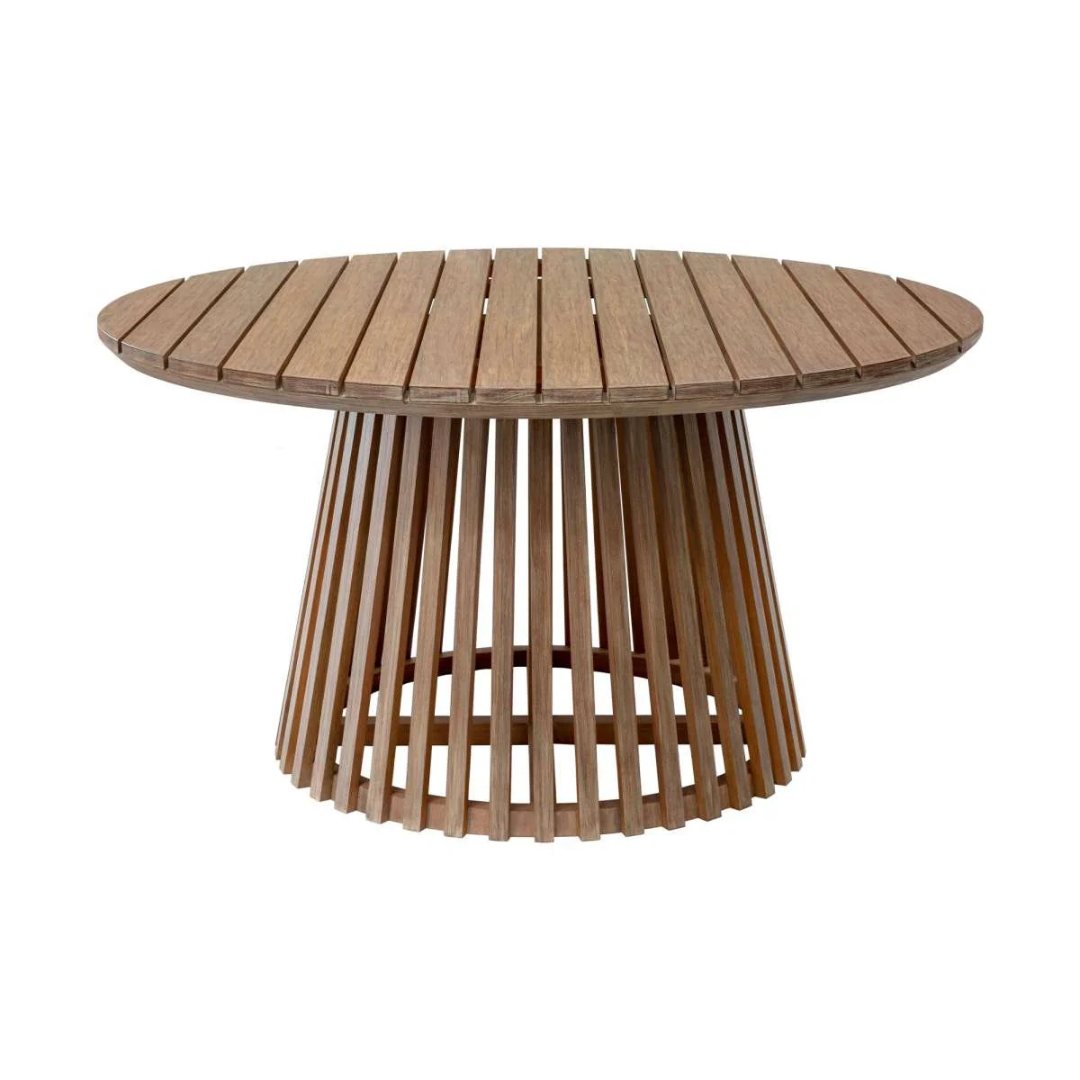 Escondido Island Outdoor Patio 5 Piece Round Dining Set in Eucalyptus Wood and Gray Rope By Armen Living - Image 4