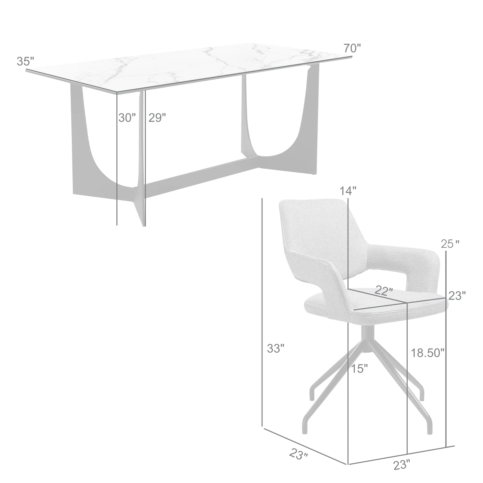 Esme Penny 5 Piece Dining Set with Gray Fabric Chairs By Armen Living - Image 10