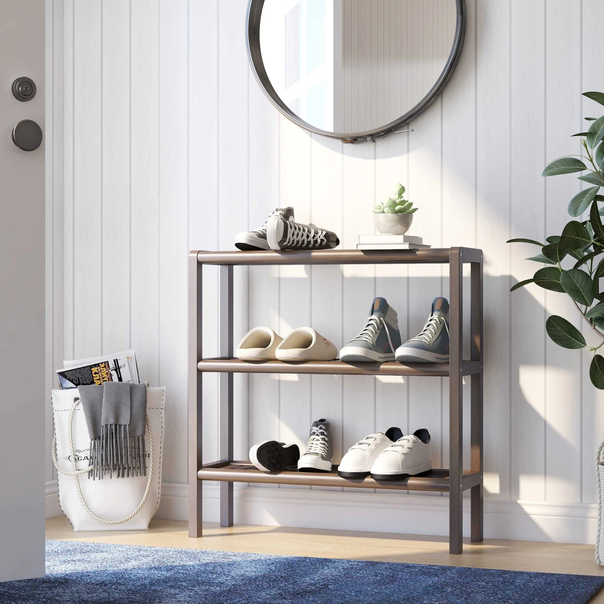 Espresso Brown Versatile Shoe Rack Shelving Unit By Homeroots