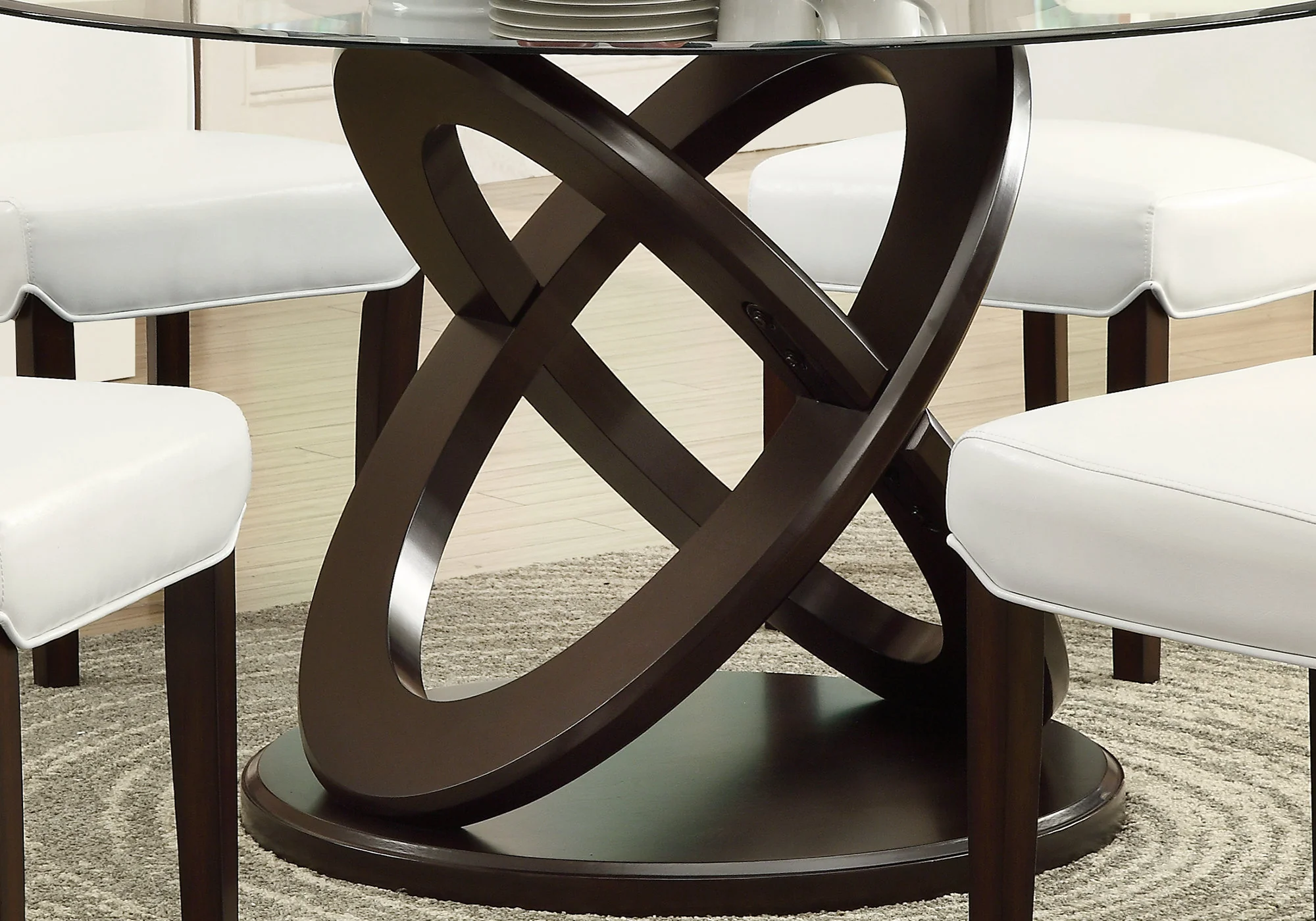 Espresso Clear Glass Solid Wood Tempered Glass Tempered Glass Dining Table By Homeroots