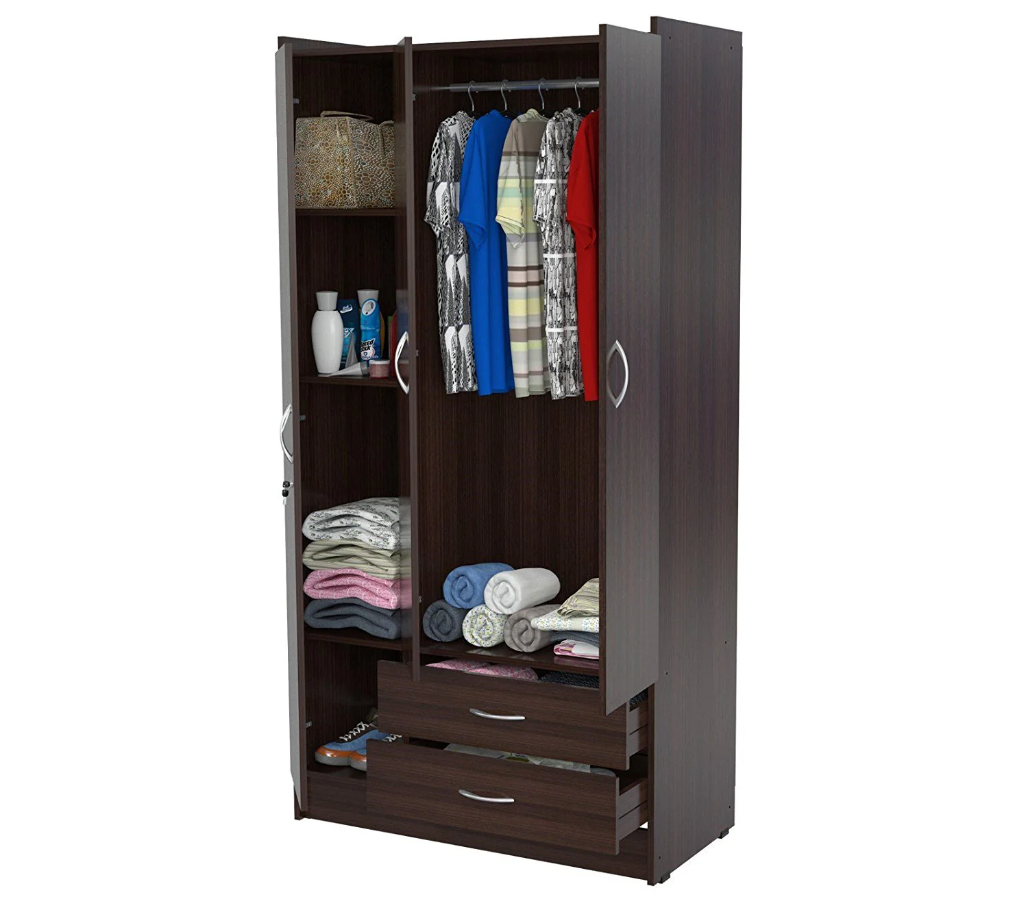 Espresso Finish Wood Wardrobe Armoire By Homeroots - Image 2