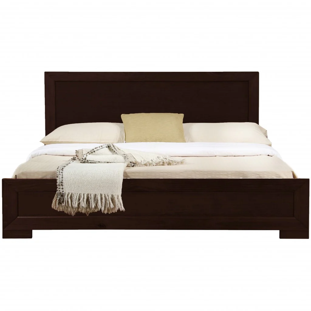 Espresso Wood Queen Platform Bed By Homeroots - 397117 - Image 2