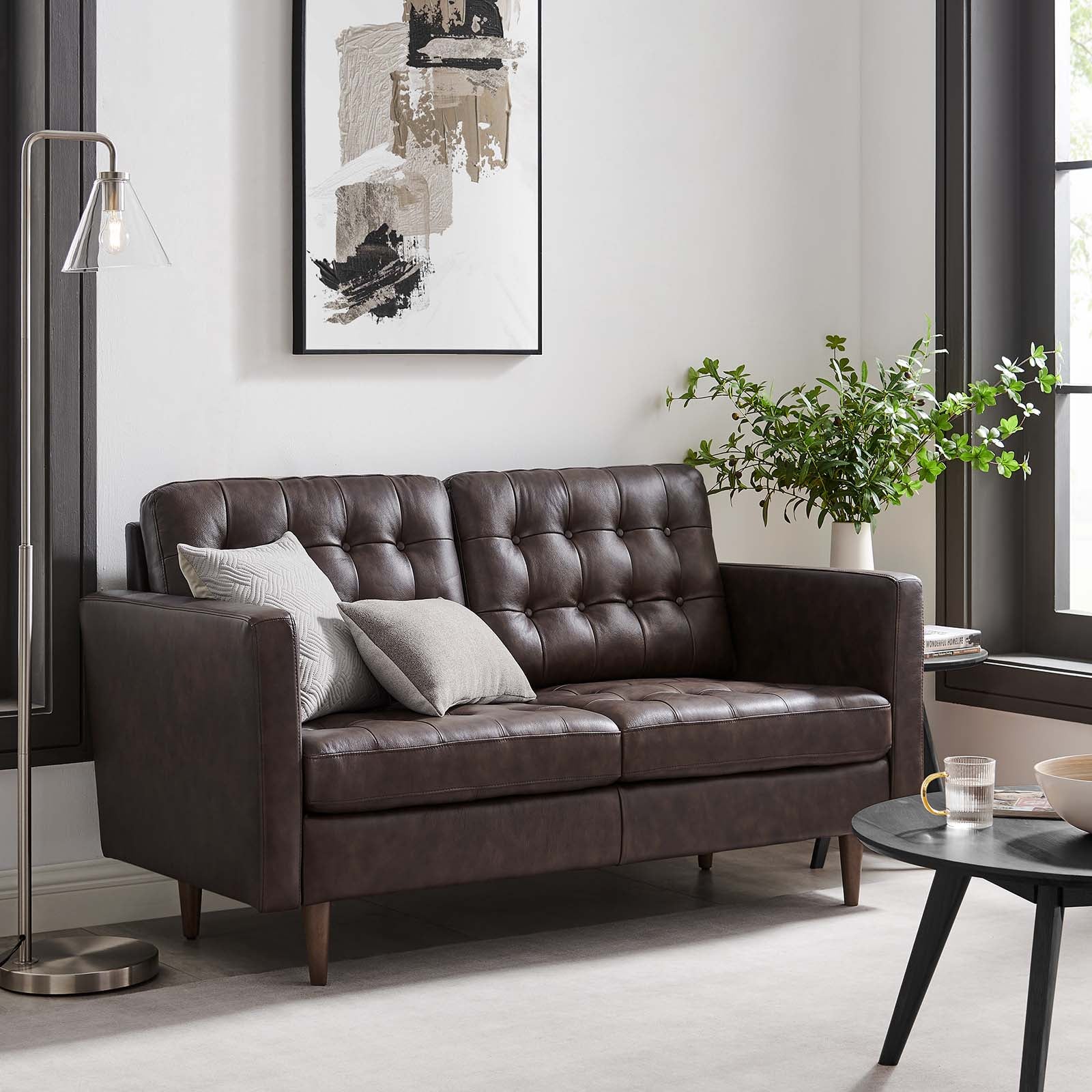 Exalt Tufted Vegan Leather Loveseat By Modway - EEI-6100