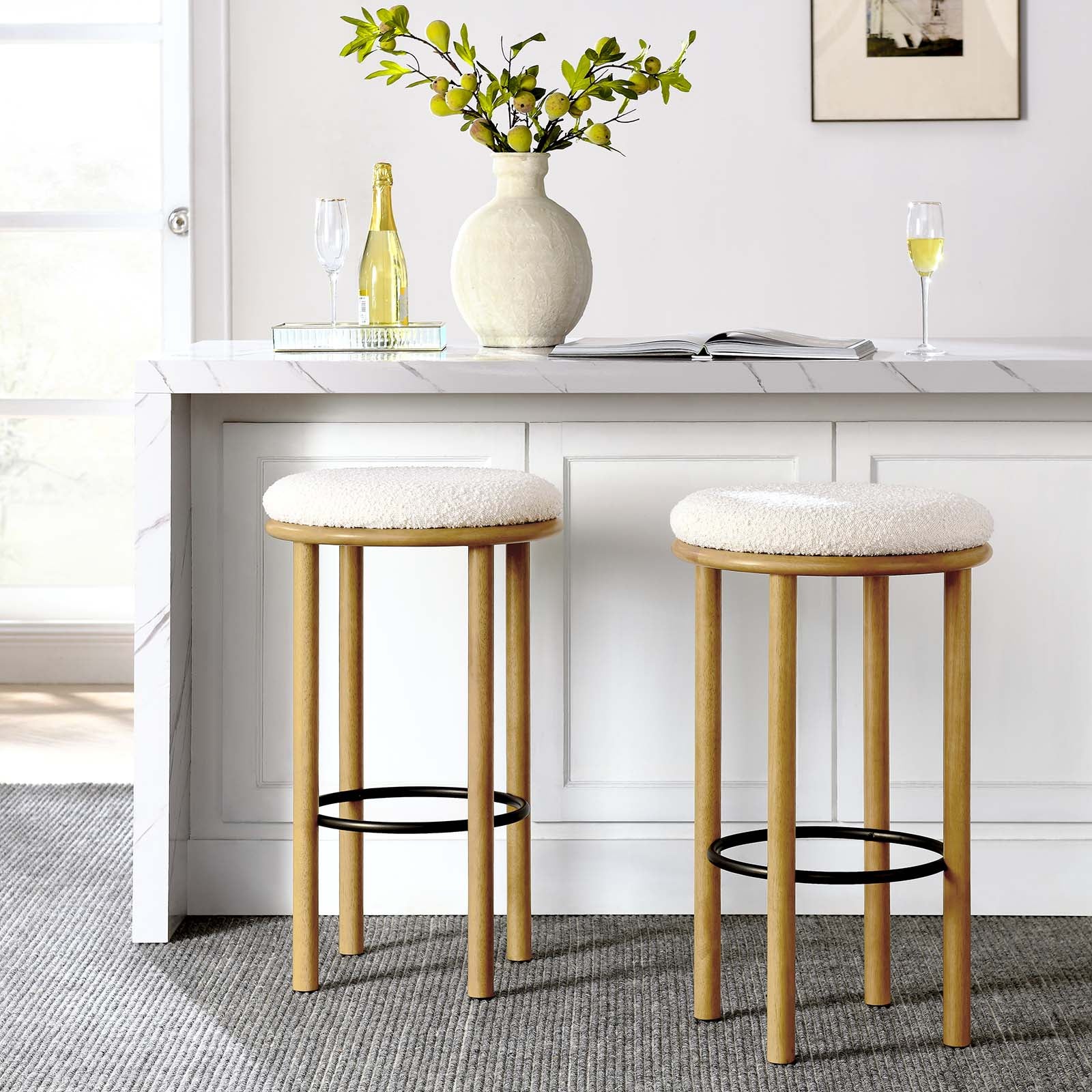Fable Boucle Fabric Bar Stools - Set of 2 By Modway - EEI-6819