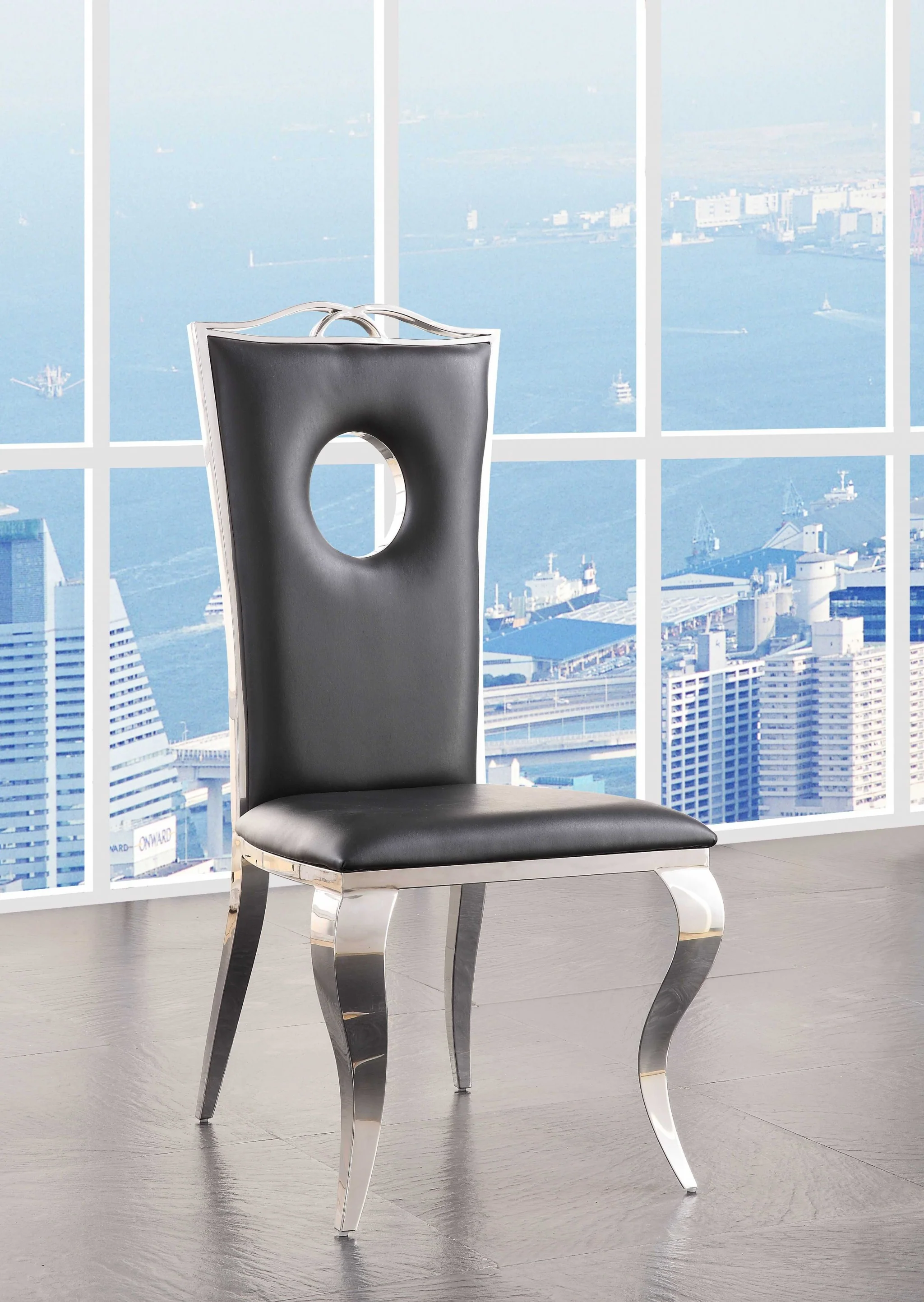 Fau Leather Stainless Steel Upholstered Seat Side Chair Set By Homeroots