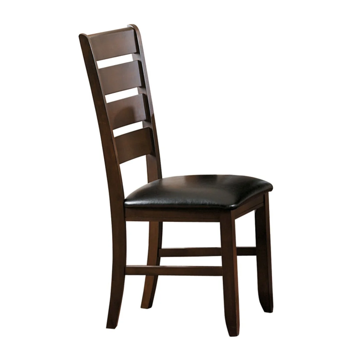 Faux Leather Upholstered Wooden Side Chair With Ladder Back Design, Brown By Benzara