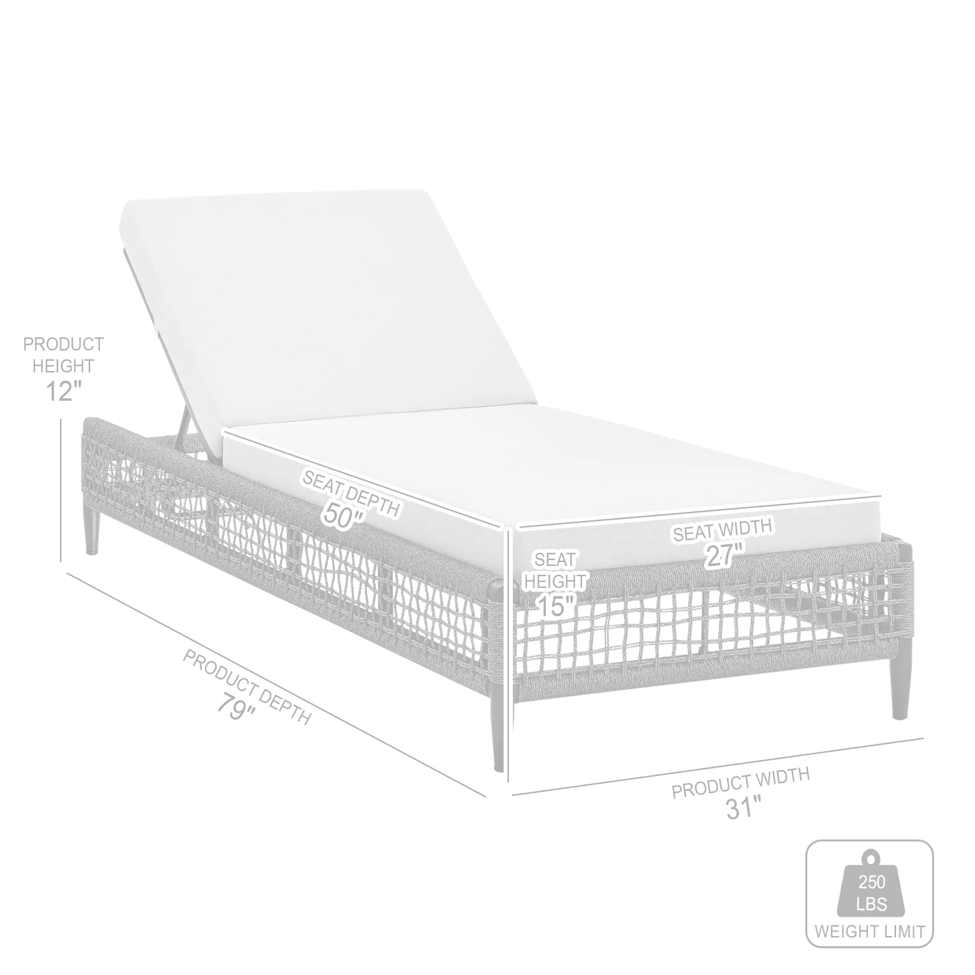 Felicia Outdoor Patio Adjustable Chaise Lounge Chair in Aluminum with Grey Rope and Cushions By Armen Living - Image 9