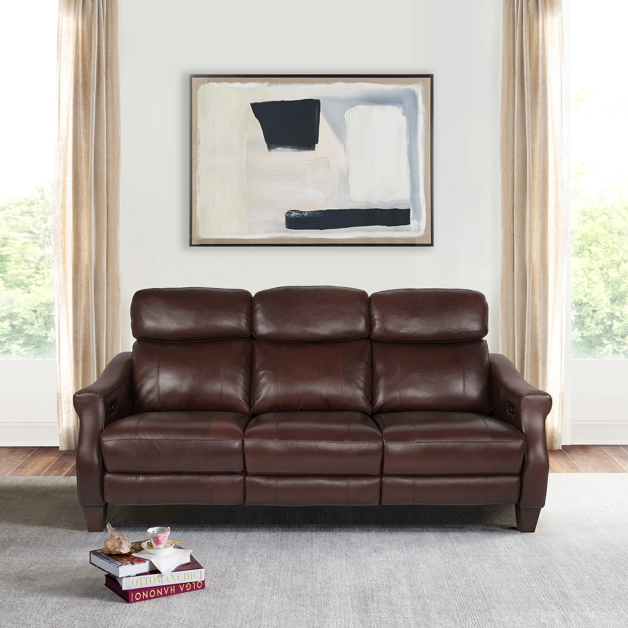 Felicity 84" Zero Gravity Power Reclining Sofa in Chocolate Leather By Armen Living