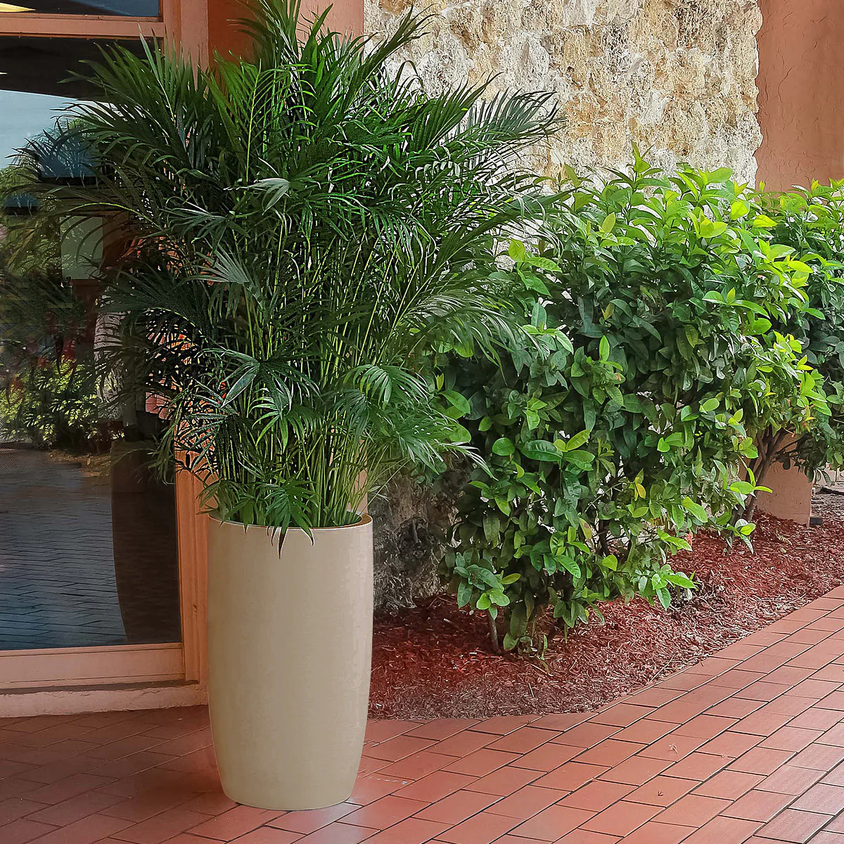 Fiberglass: Barrel 25.5"H Planter, Beige By Gold Leaf