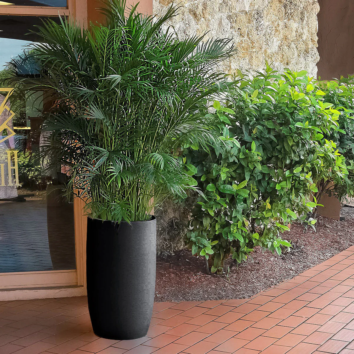 Fiberglass: Barrel 25.5"H Planter, Black By Gold Leaf