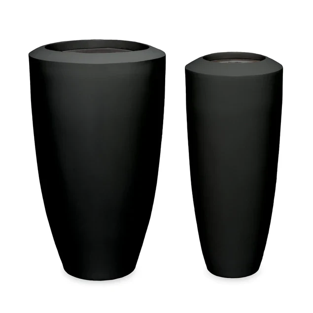 Fiberglass Large Barrel Planter, Black By Gold Leaf Design Group - Image 4