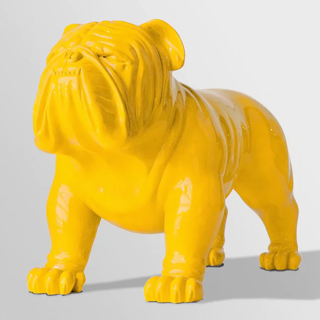 Fiberglass UV  Bulldog MD Outdoor Sculpture, Yellow By Gold Leaf Design Group - Image 5