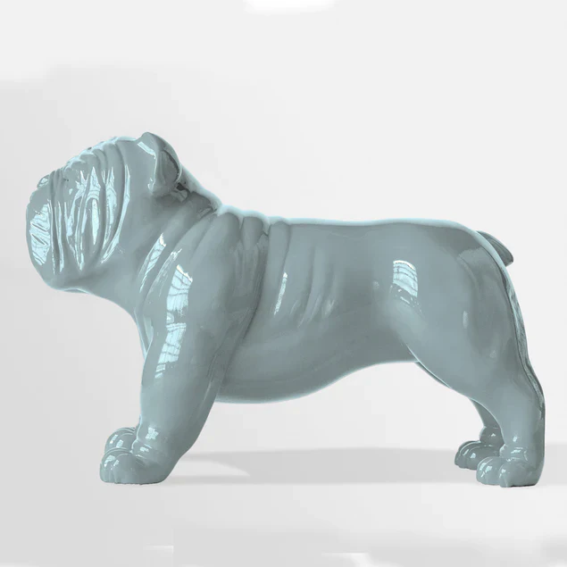 Fiberglass Bulldog Large Indore Sculpture, Smoky By Gold Leaf Design Group