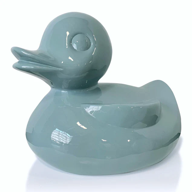 Fiberglass Duck Indore Sculpture, Smoky Blue By Gold Leaf Design Group