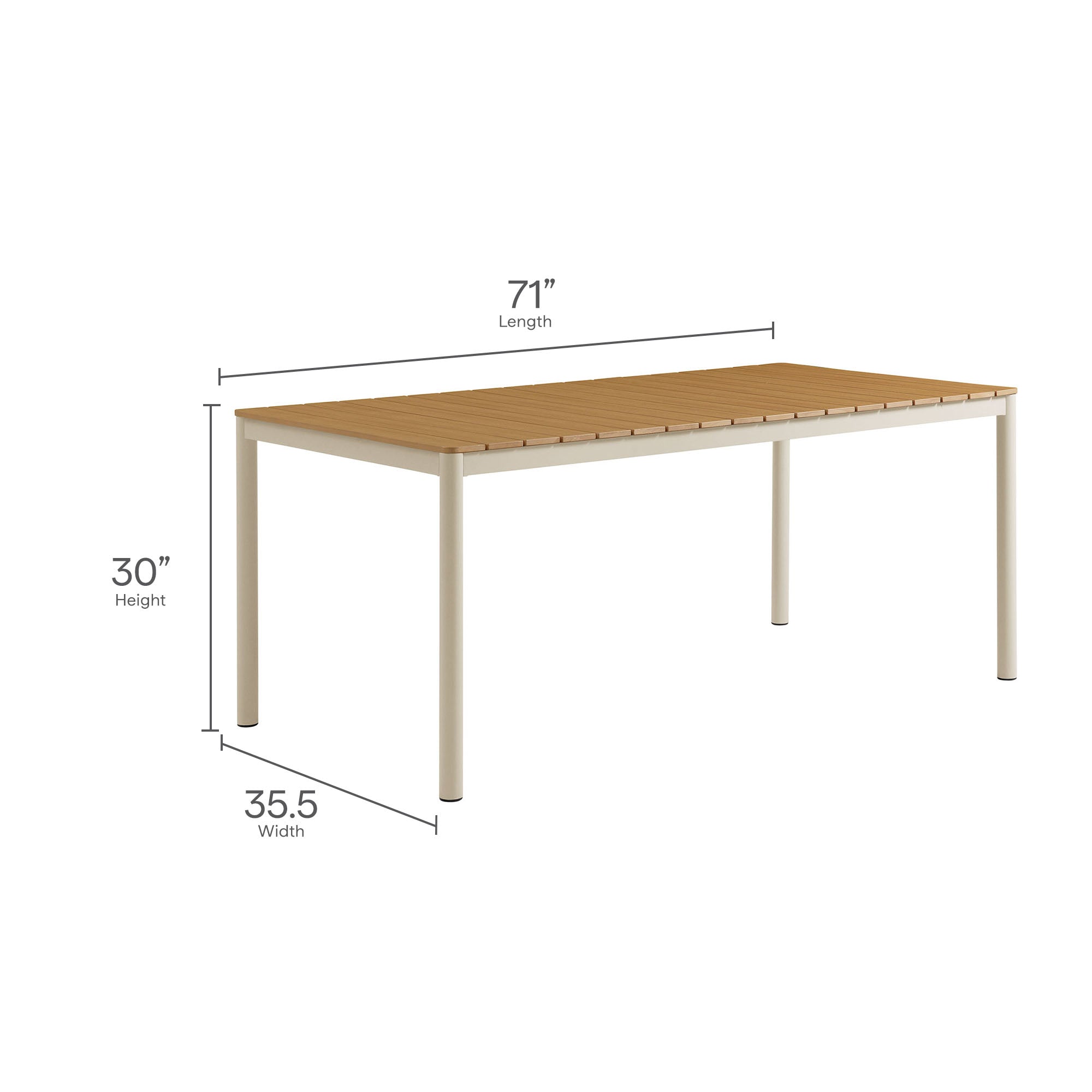 Finn 71" Outdoor Patio Aluminum Dining Table with Faux Wood Top by Modway - Image 9