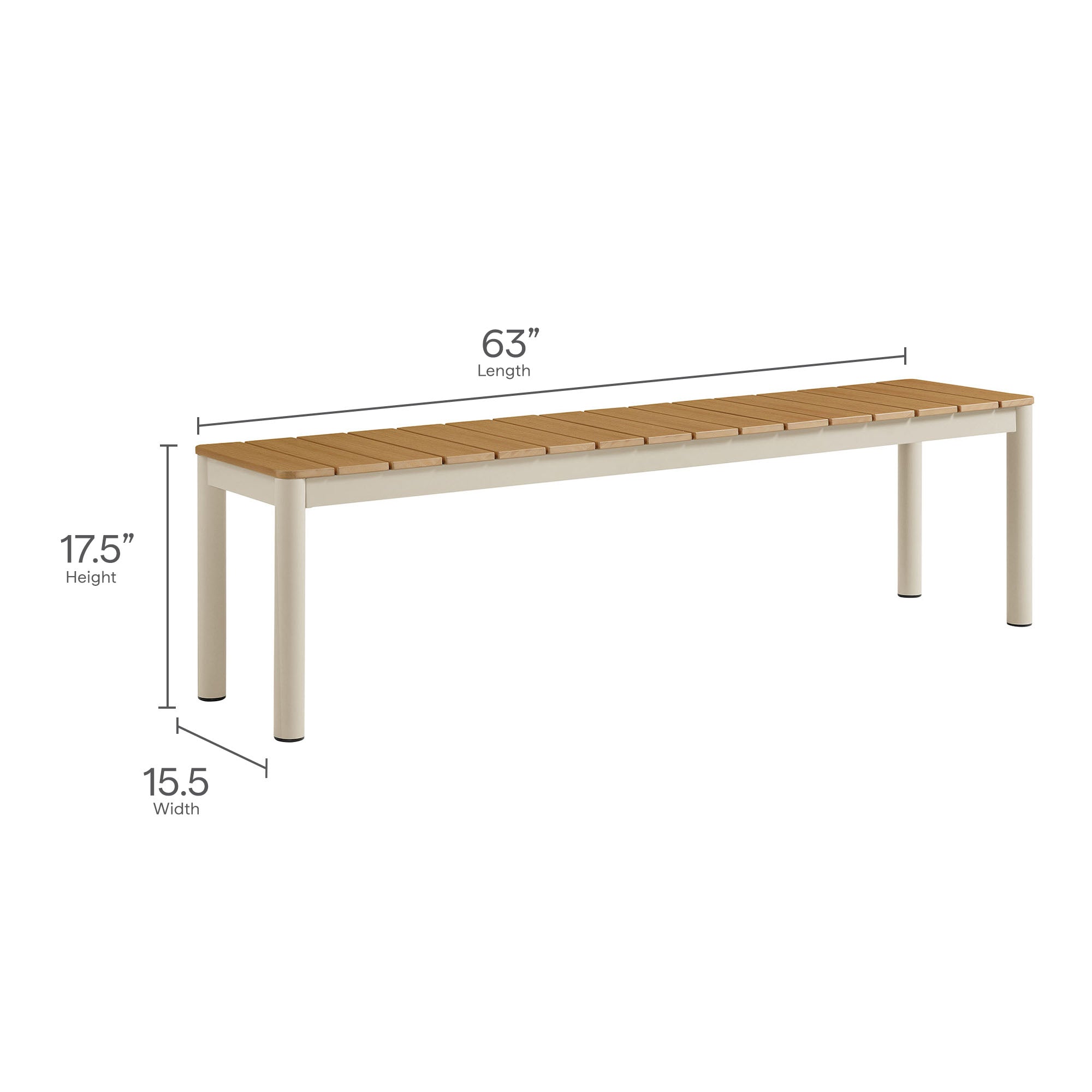 Finn Outdoor Patio Aluminum Bench with Faux Wood Top by Modway - Image 9