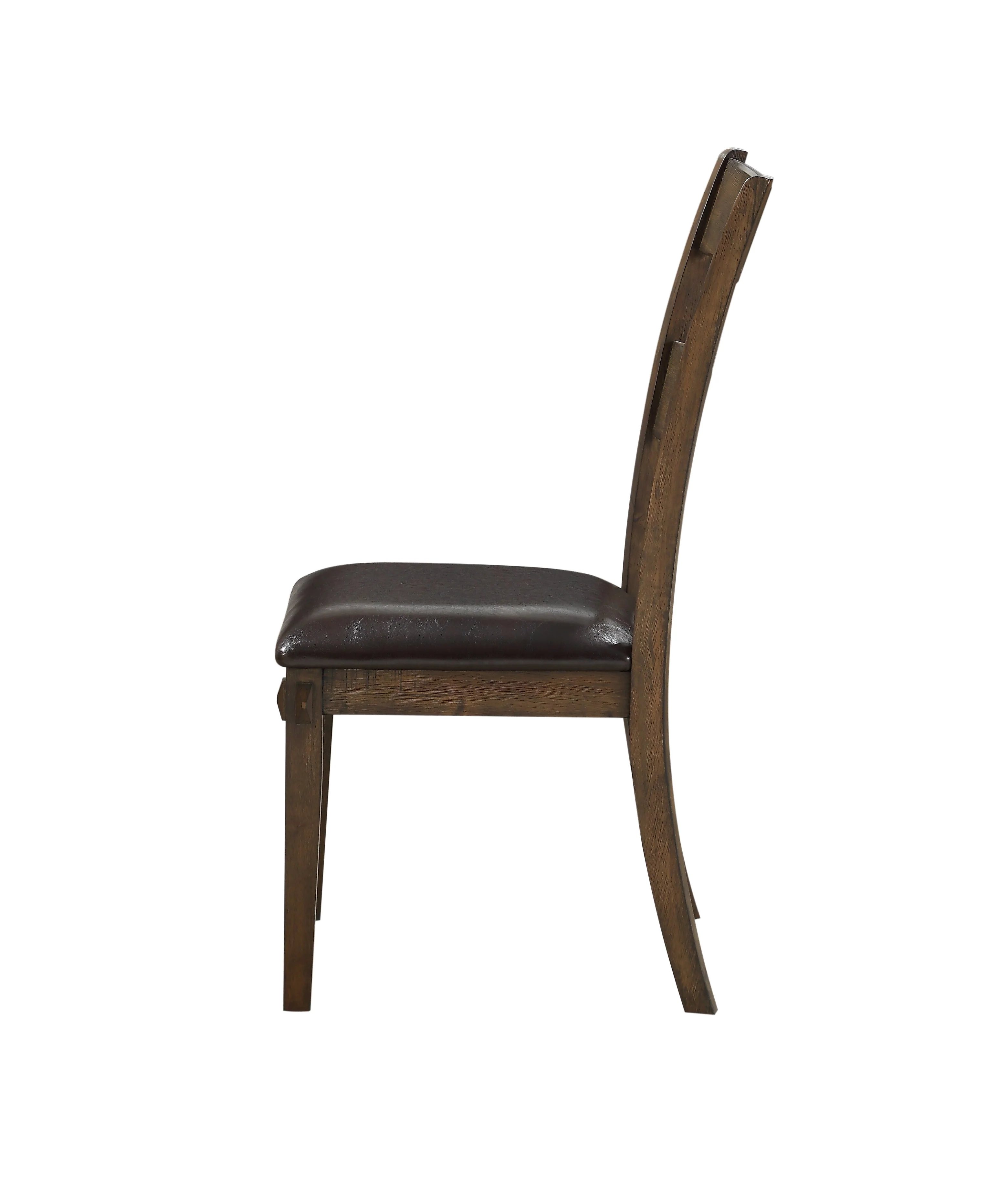 Flared Panel Back Side Chair With Leatherette Seat, Set Of 2, Brown By Benzara - Image 3