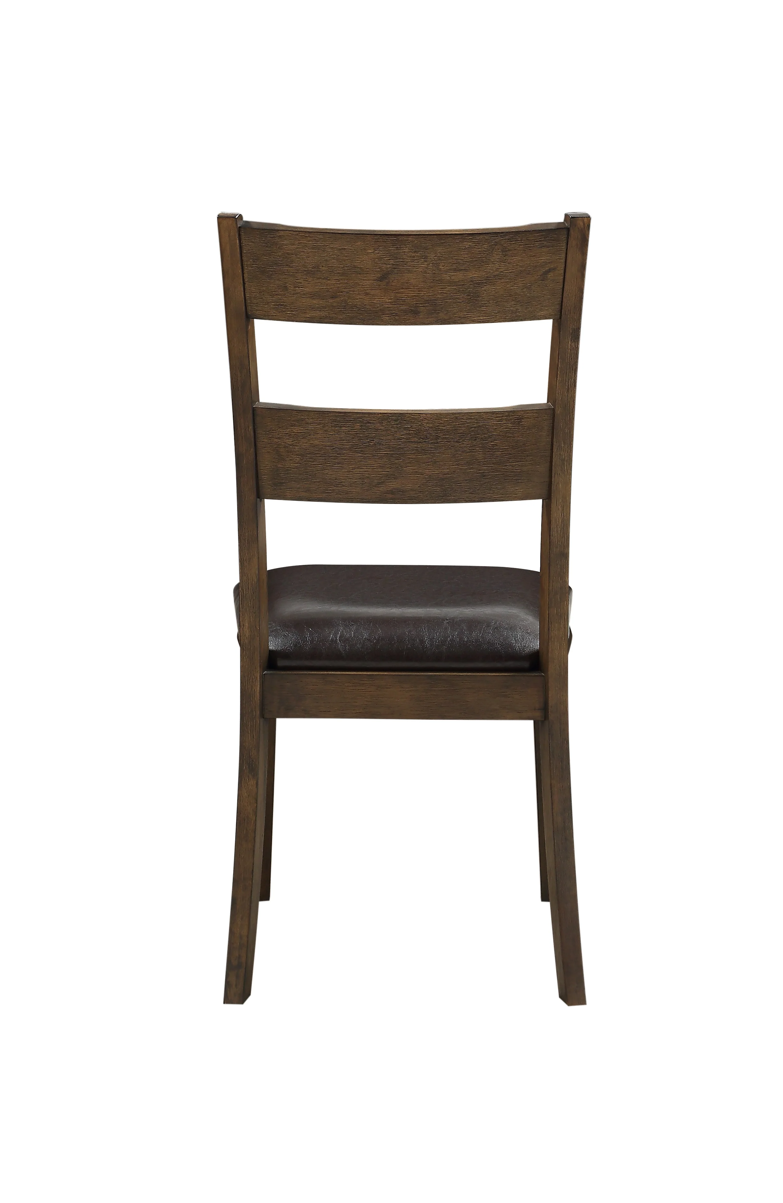 Flared Panel Back Side Chair With Leatherette Seat, Set Of 2, Brown By Benzara - Image 4
