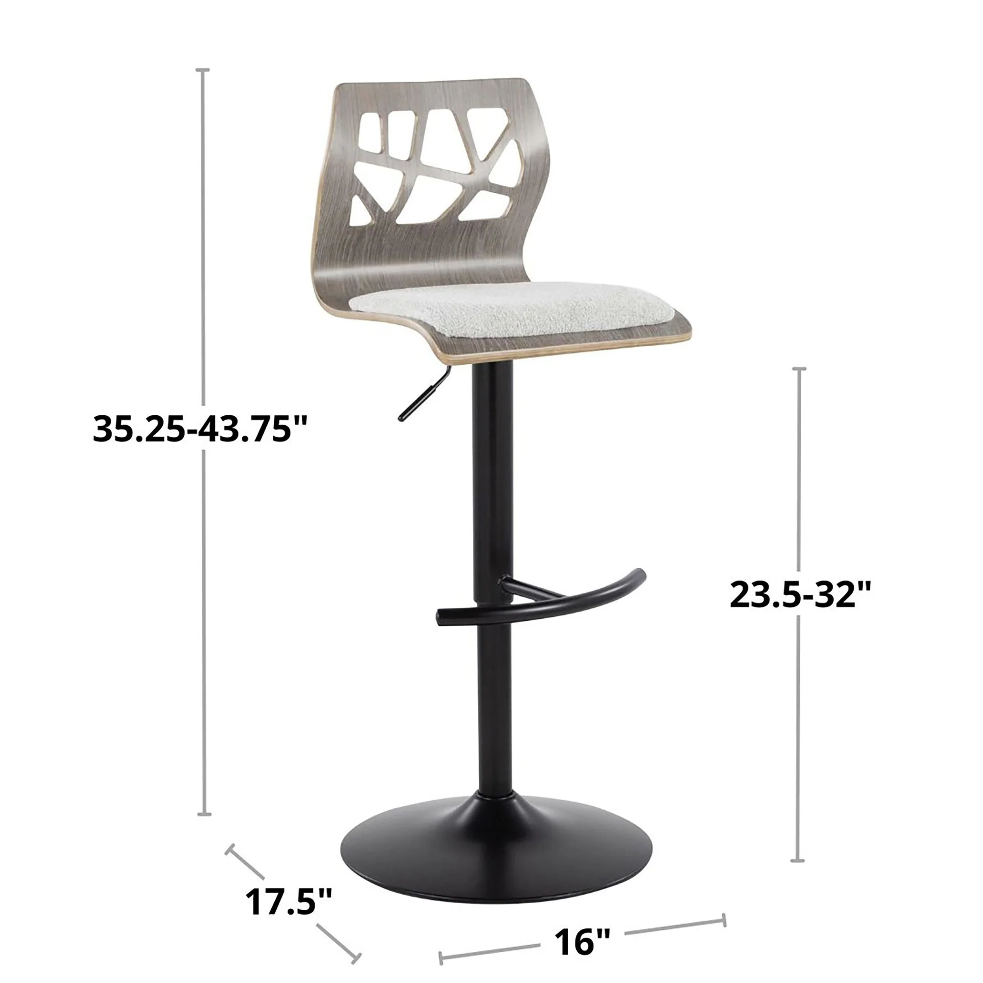 Folia Adjustable Barstool - Set of 2 By LumiSource - BS-FOLIAFB-RT2 CHRLGYLGY2 - Image 10