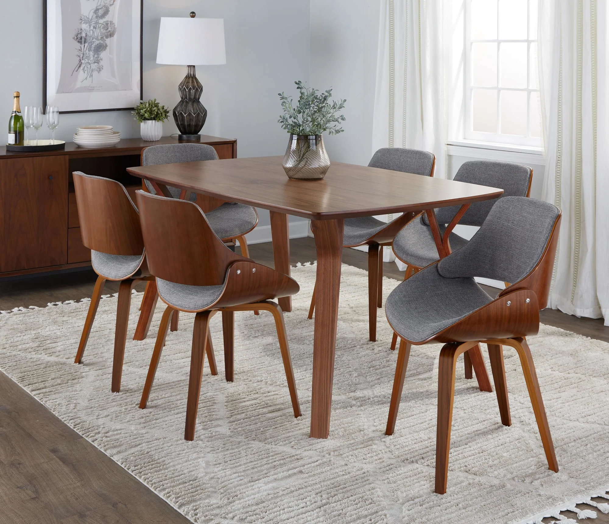 Folia Fabrizzi Dining Set - 7 Piece By LumiSource - DS7-FOLIAWL+6FBZZWLGY