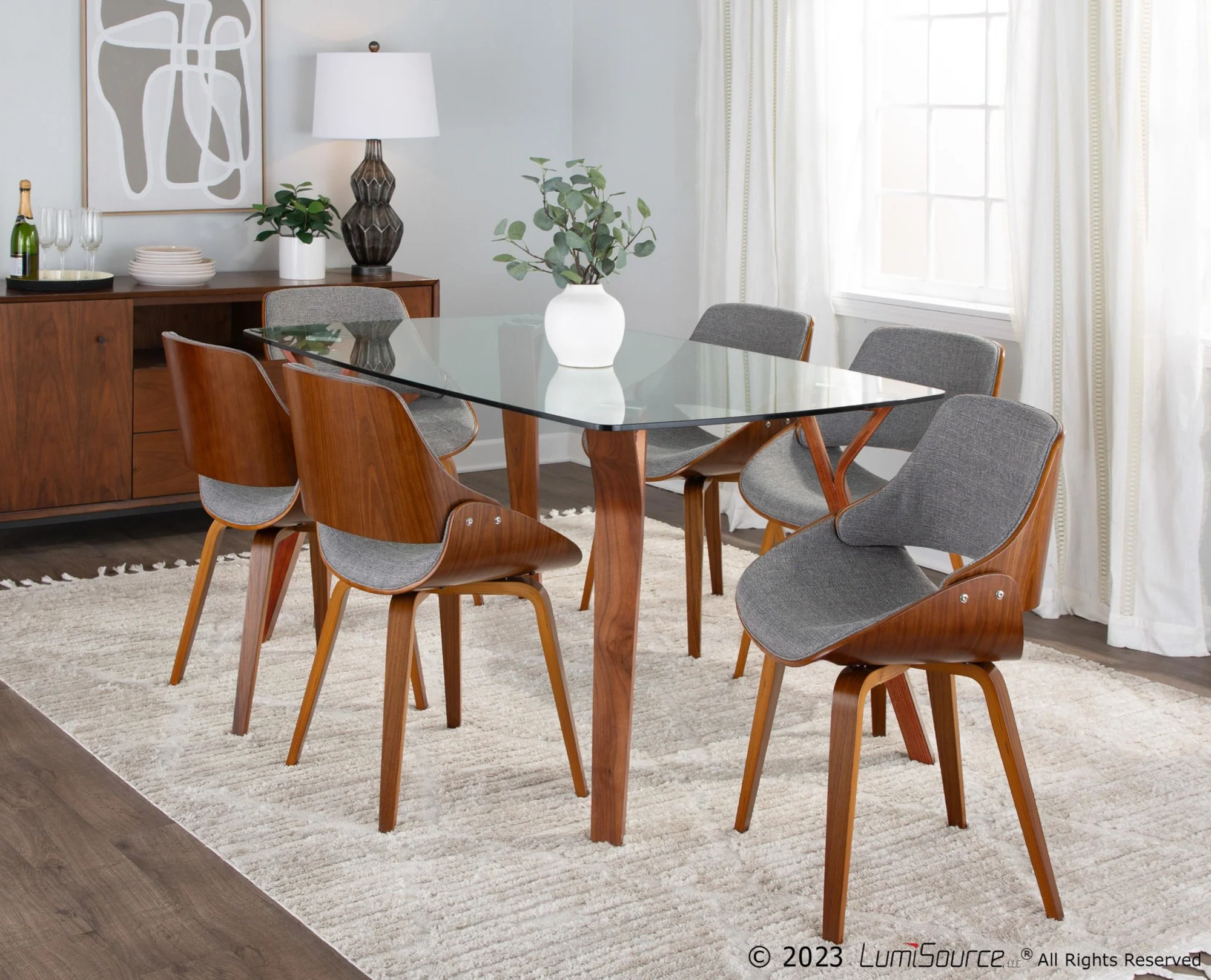 Folia Fabrizzi Dining Set - 7 Piece By LumiSource - DS7-FOLIAWLCL+6FBZZWLGY