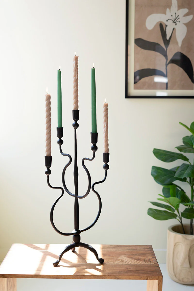 Forged Iron Five Taper Candelabra By Kalalou